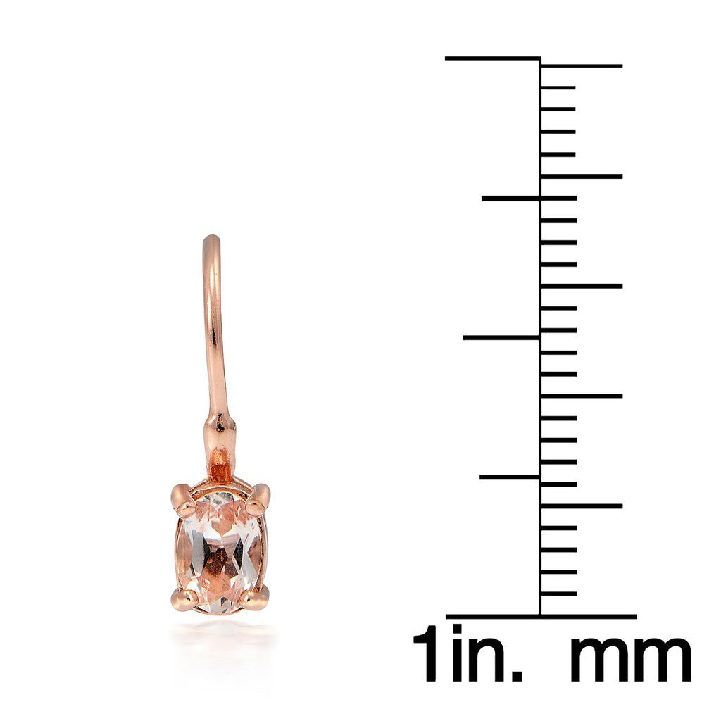 18K Rose Gold Plated Sterling Silver Morganite Oval Leverback Earrings for Women - Elegant Dangle Earrings for Wedding, Party & Everyday Wear
