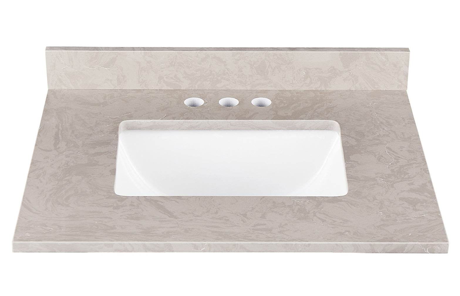 Amalfi 25W x 22D Engineered Marble Bathroom Vanity Top with Rectangular Undermount Sink - Perfect for Modern Bathroom Renovations and Master Suite Upgrades