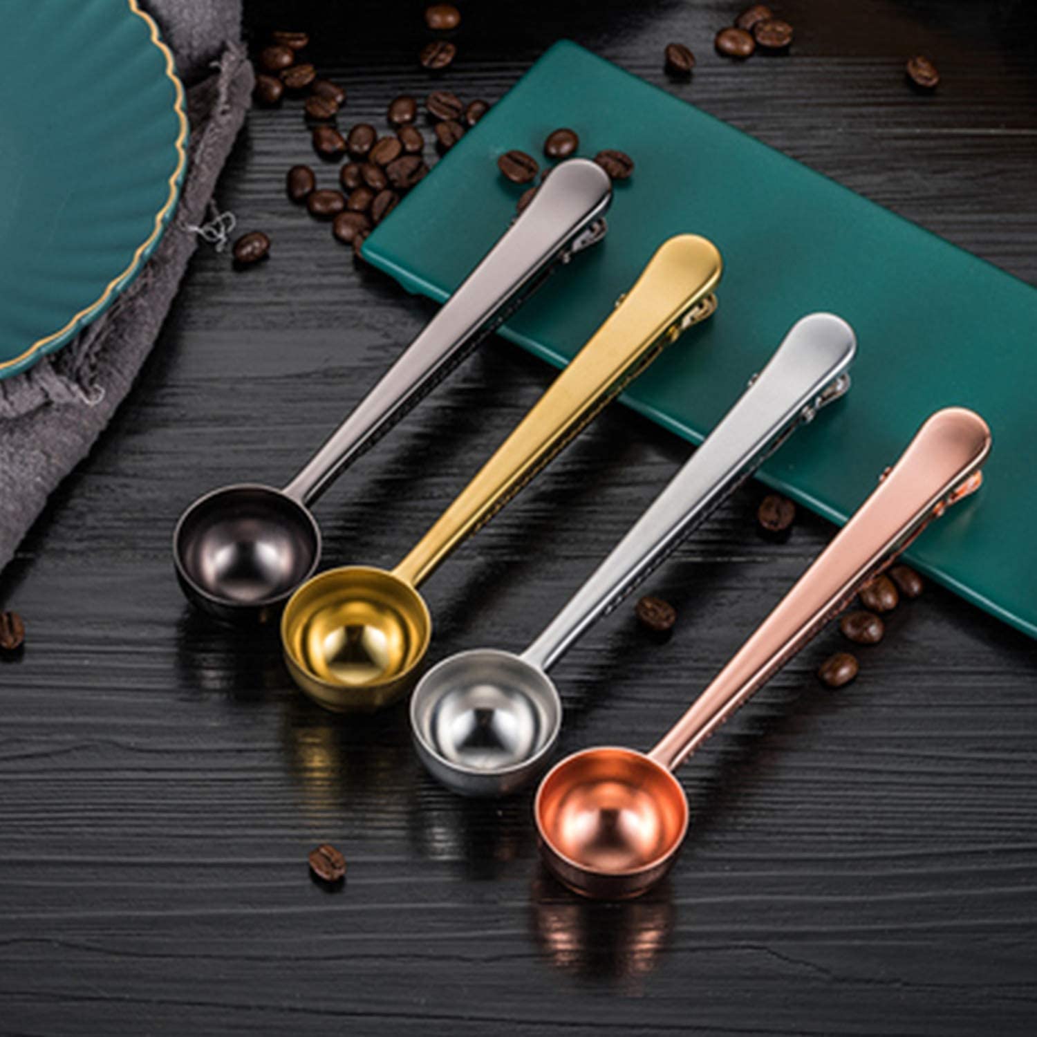 Stainless Steel Coffee Scoop Clip - Long Handle Tablespoon Measuring Spoon for Tea, Coffee, Protein Powder | Multi-Functional Kitchen Tool for Sealing Bags & Measuring Instant Drinks | Perfect for Home Barista, Camping & Baking Needs