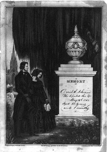 Vintage Mourning Photo: Two Women in Black at Gravestone, 1845-1846 - Historical Memorial Picture for Genealogy Research & Victorian Era Decor