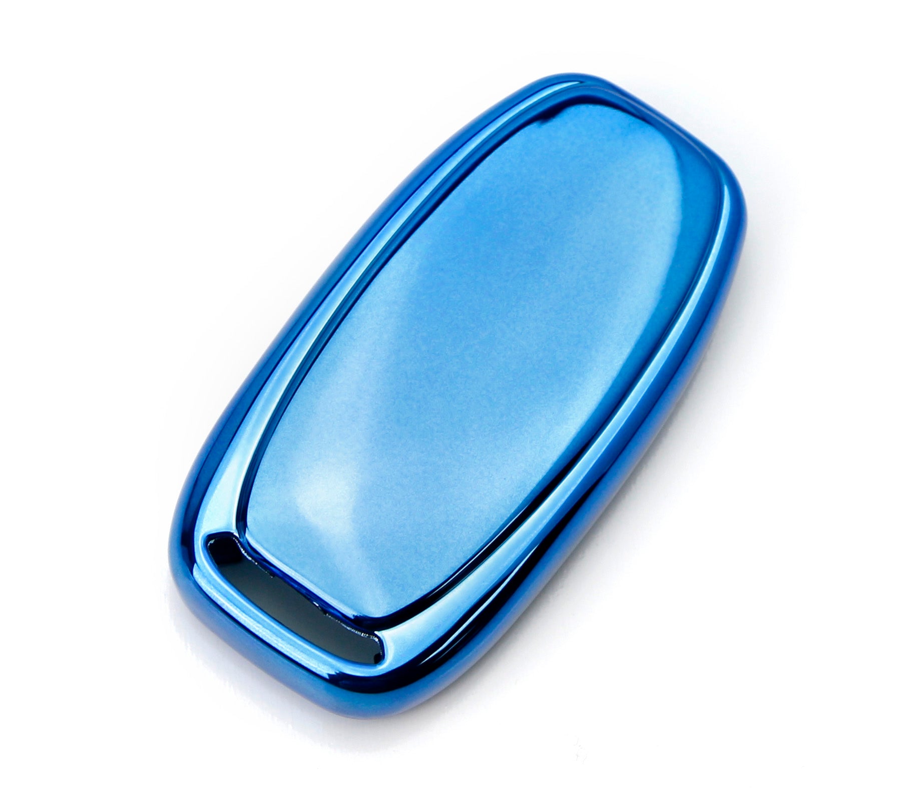 Durable Chrome Blue TPU Key Fob Cover for Audi A3 A4 A5 A6 A7 Q3 Q5 Q7 - 3 Button Keyless Entry Remote Protector | Scratch-Resistant & Shockproof Case for Everyday Use & Car Protection