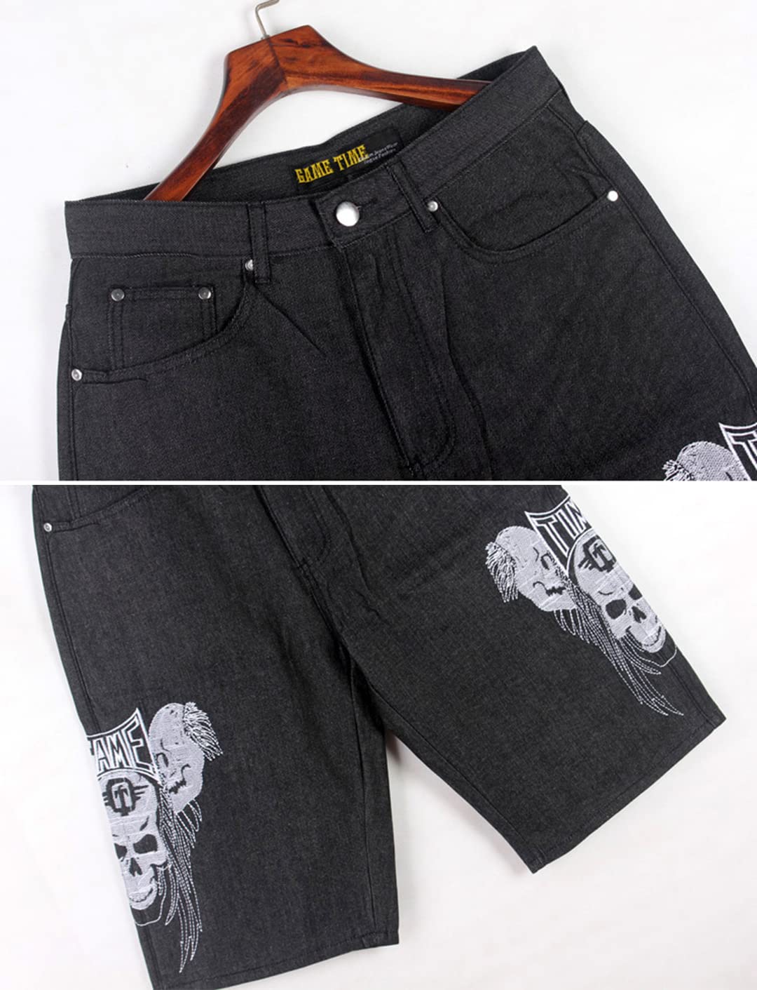 XYGJZ Men's Baggy Jean Shorts with Embroidery - Loose Comfortable Denim Shorts for Skateboarding | Casual Summer Wear & Street Style Outfits
