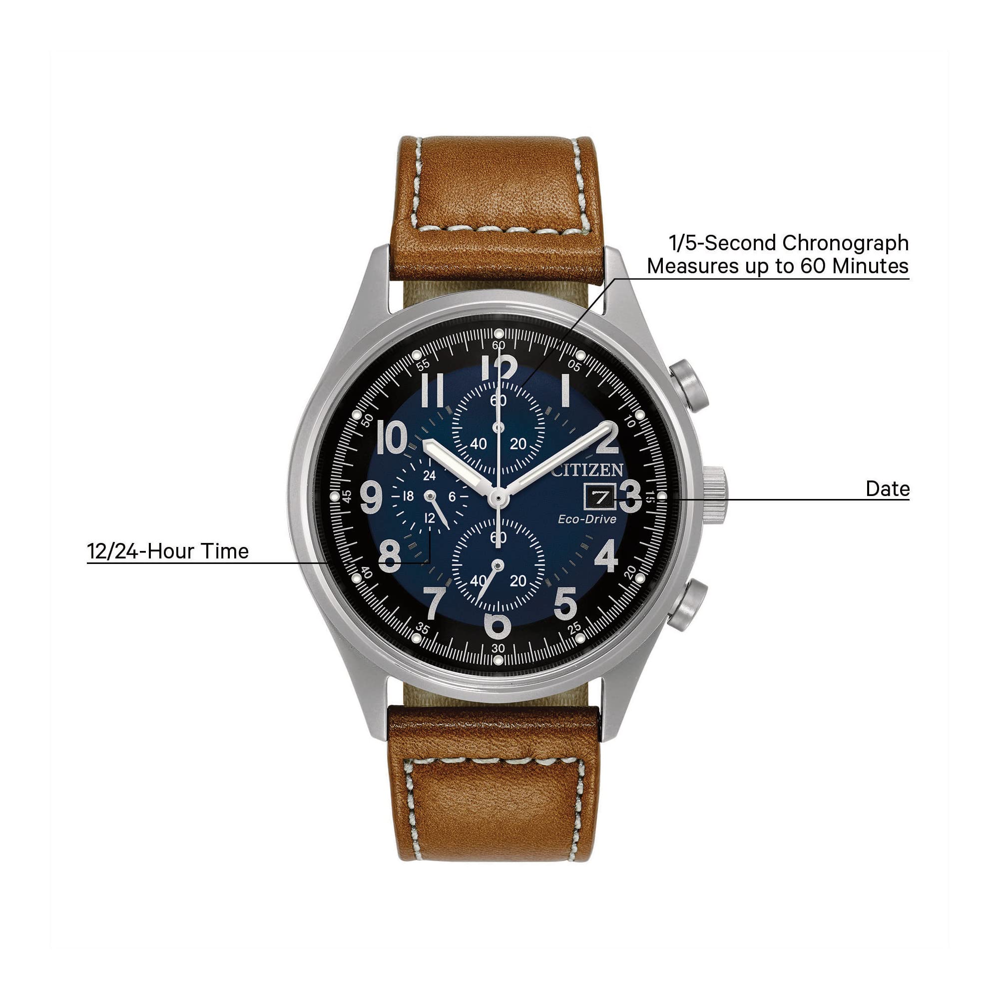 Citizen Men's Eco-Drive Stainless Steel Watch CA0621-05L with Date Window - Perfect for Business, Casual Wear & Outdoor Activities