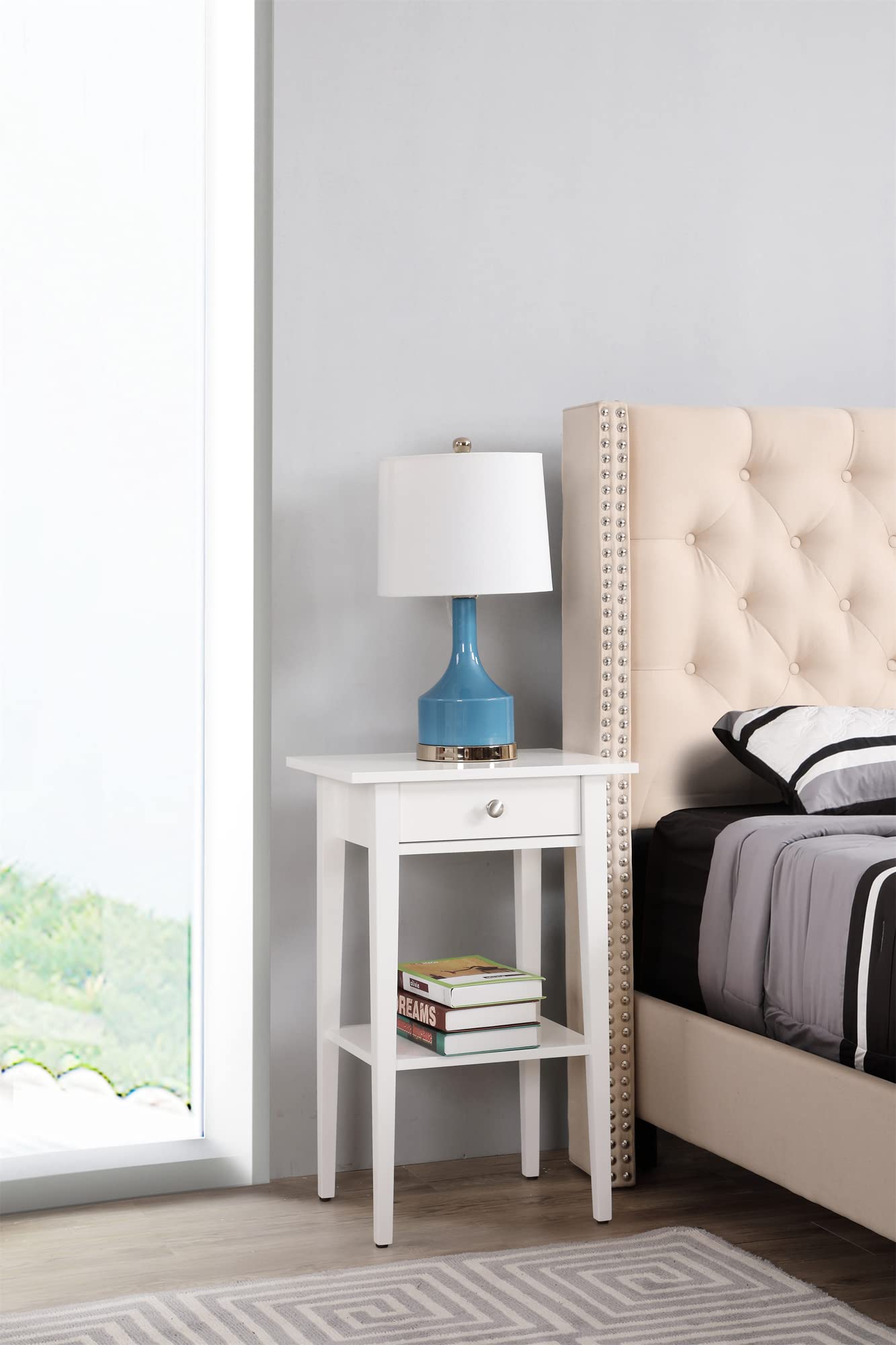 Dalton White Nightstand with 1 Drawer - 28