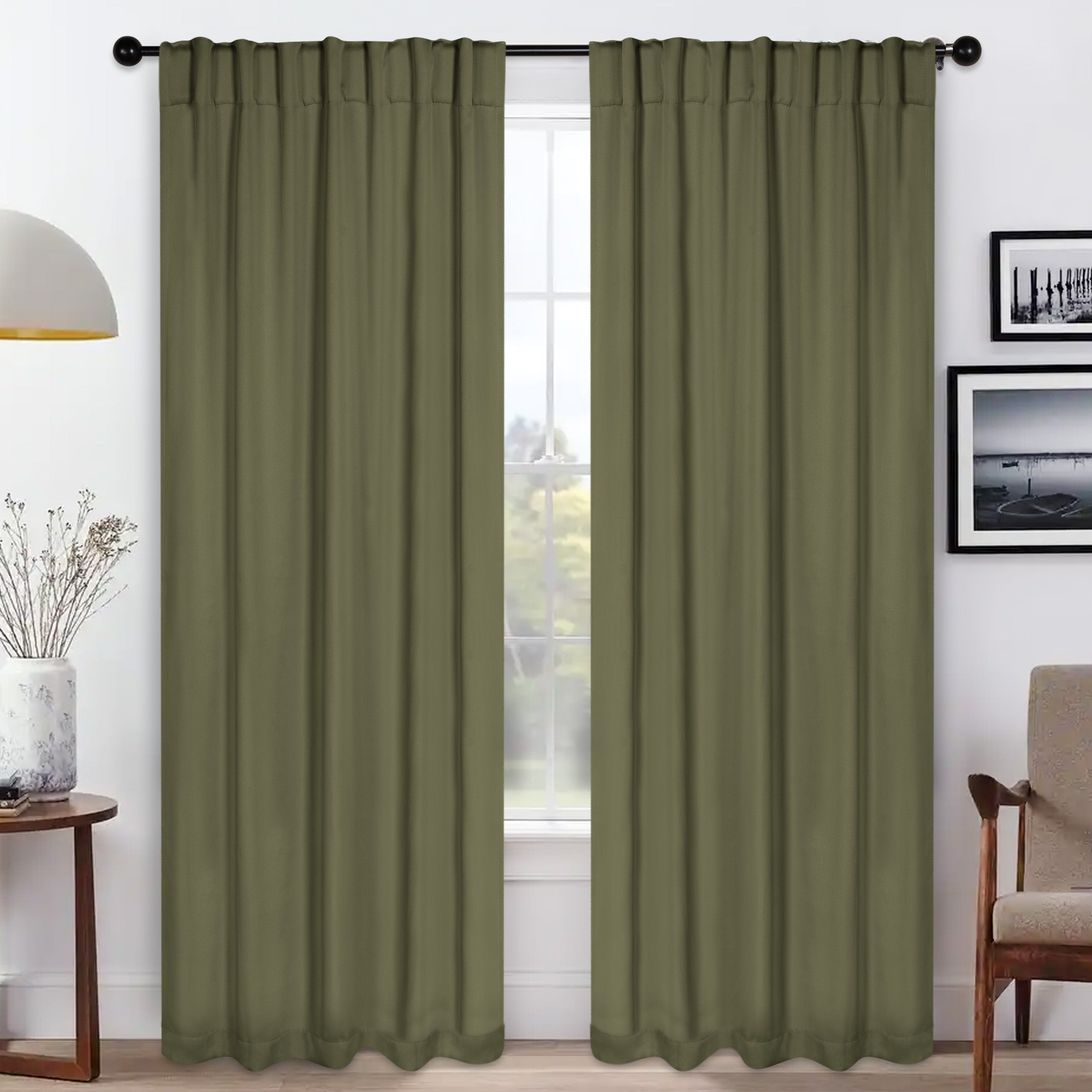 Premium Blackout Curtains for Bedroom - Solid Room Darkening Window Drapes with Back Tabs (Set of 2 Panels) - Perfect for Home Theater, Nursery & Light Sleepers