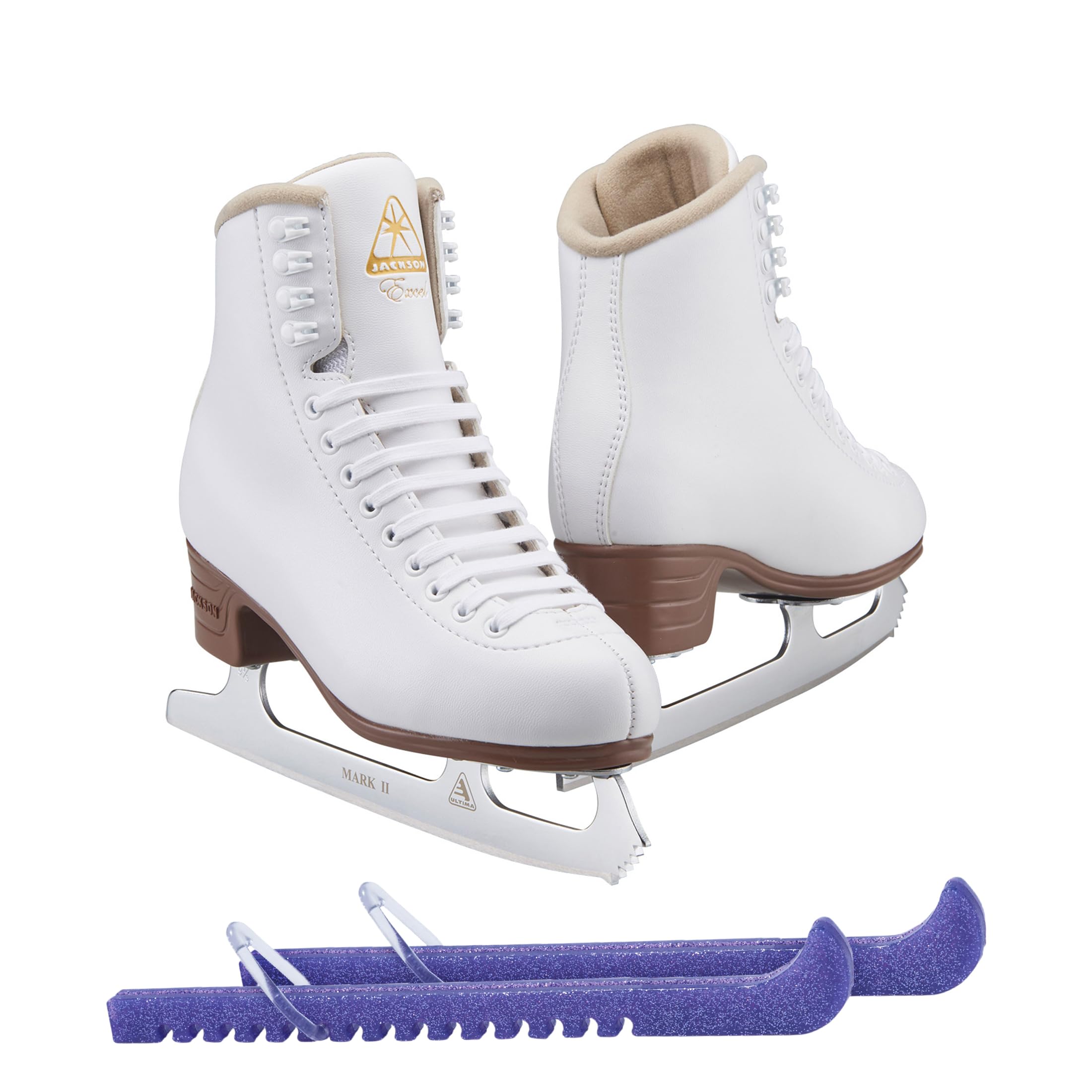 Jackson Ultima Excel JS1291 Girls Ice Skates - Medium Width (Youth 3.5) with Skate Guards | Figure Skating for Beginners & Recreational Ice Skating