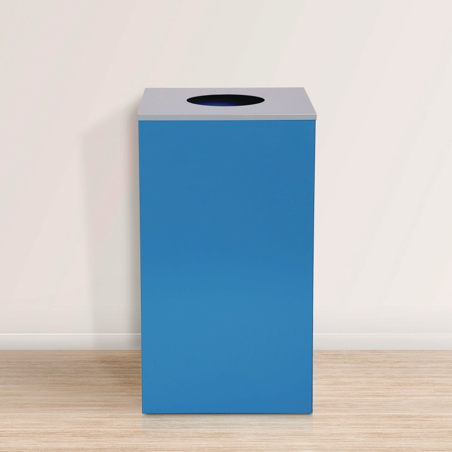 Alpine Industries 29 Gallon Steel Trash Can & Recycling Bin with Secure Circle Lid - Heavy Duty Blue Garbage Can for Kitchen, Office, Garage & Outdoor Use