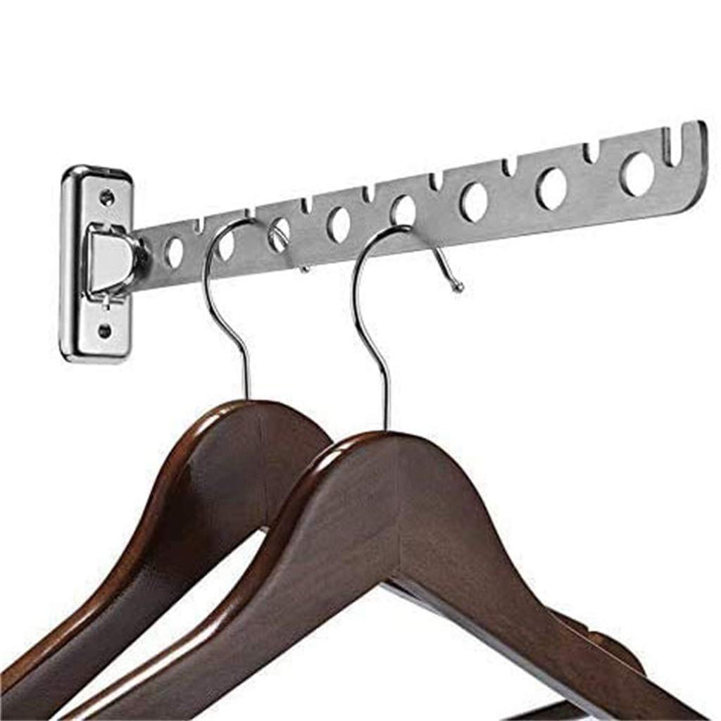 Stainless Steel Wall Mounted Clothes Hanger Holder - Folding Garment Drying Rack with Swing Arm Hook for Wardrobe, Closet & Laundry Room Organization | Perfect for Small Spaces, Bedrooms, Bathrooms & Apartments