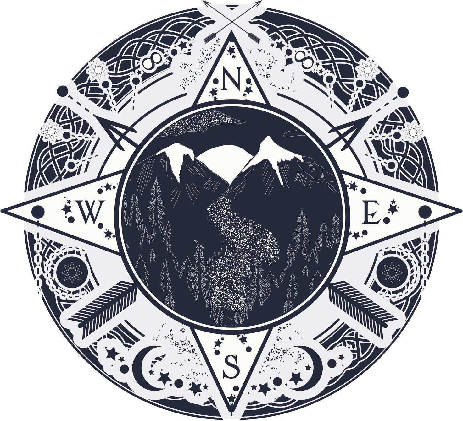 EW Designs Alaska Wilderness Double Exposure Art Vinyl Magnet - Hand Drawn Compass Design, 4 Inch Wide Bumper Sticker for Cars, Cool Navy Blue Magnetic Decal | Perfect for Outdoor Enthusiasts, Travel Lovers & Adventure Vehicle Decor