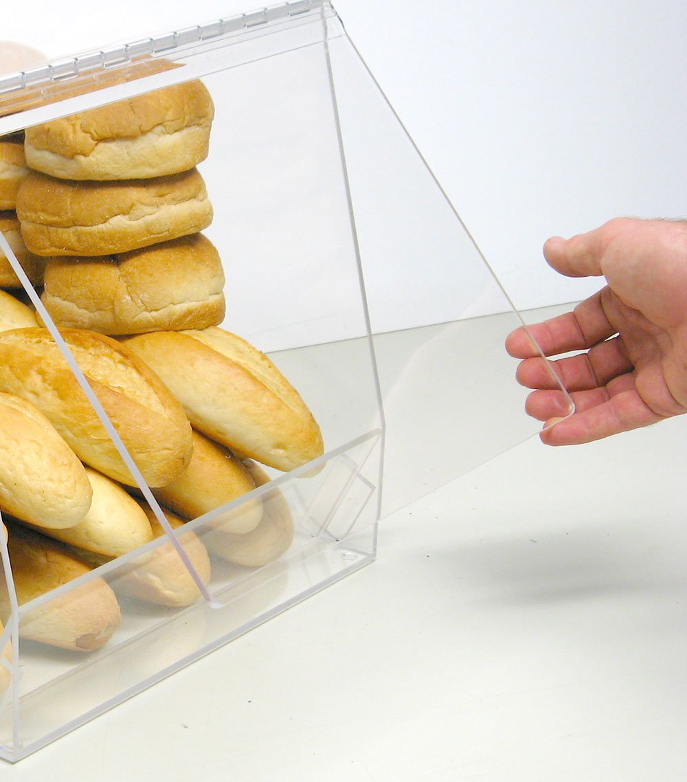 RCS Plastics Bulk Bread Storage Display Case - 2 Containers for Deli, Convenience Stores & Bakeries | Perfect for Sandwiches, Pastries, Donuts & Bagels | Removable Crumb Cleanout | Ideal for Commercial Food Display & Retail Organization