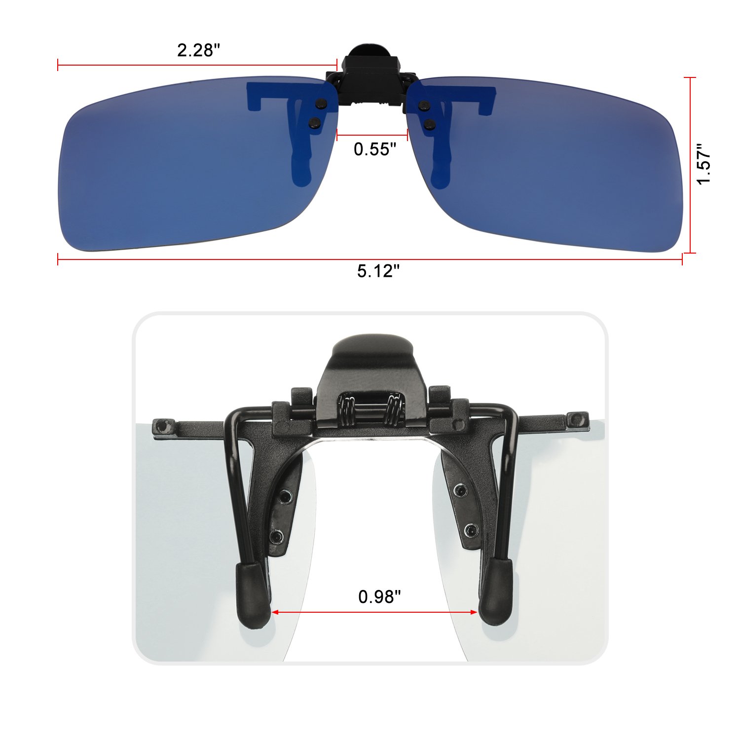 Polarized Clip-On Sunglasses 2 Pack – UV Protection Flip-Up Sunglasses for Prescription Glasses | Lightweight Rimless Design for Men & Women | Perfect for Driving, Fishing & Outdoor Activities