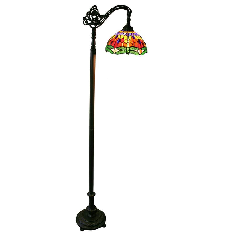Tiffany BRT2000 Red Dragonfly Reading Floor Lamp - Adjustable Brightness, Modern Design for Living Room, Bedroom, or Study - Perfect for Reading, Working, and Relaxing