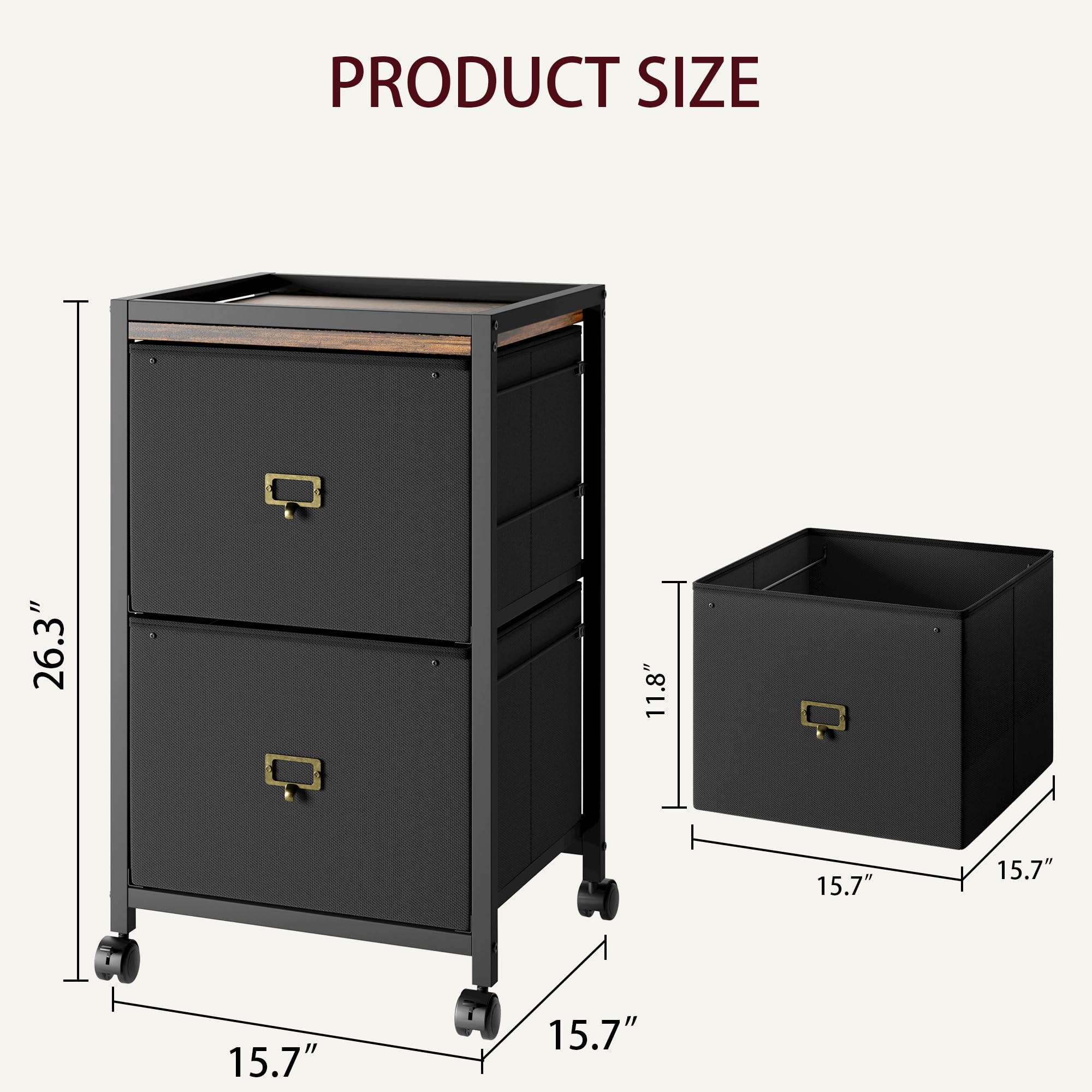 GARVEE 2-Drawer Mobile File Cabinet with Metal Frame & MDF Top - Waterproof, Anti-Corrosive, Rolling Wheels for Home Office Organization - Perfect for Document Storage and Office Supplies