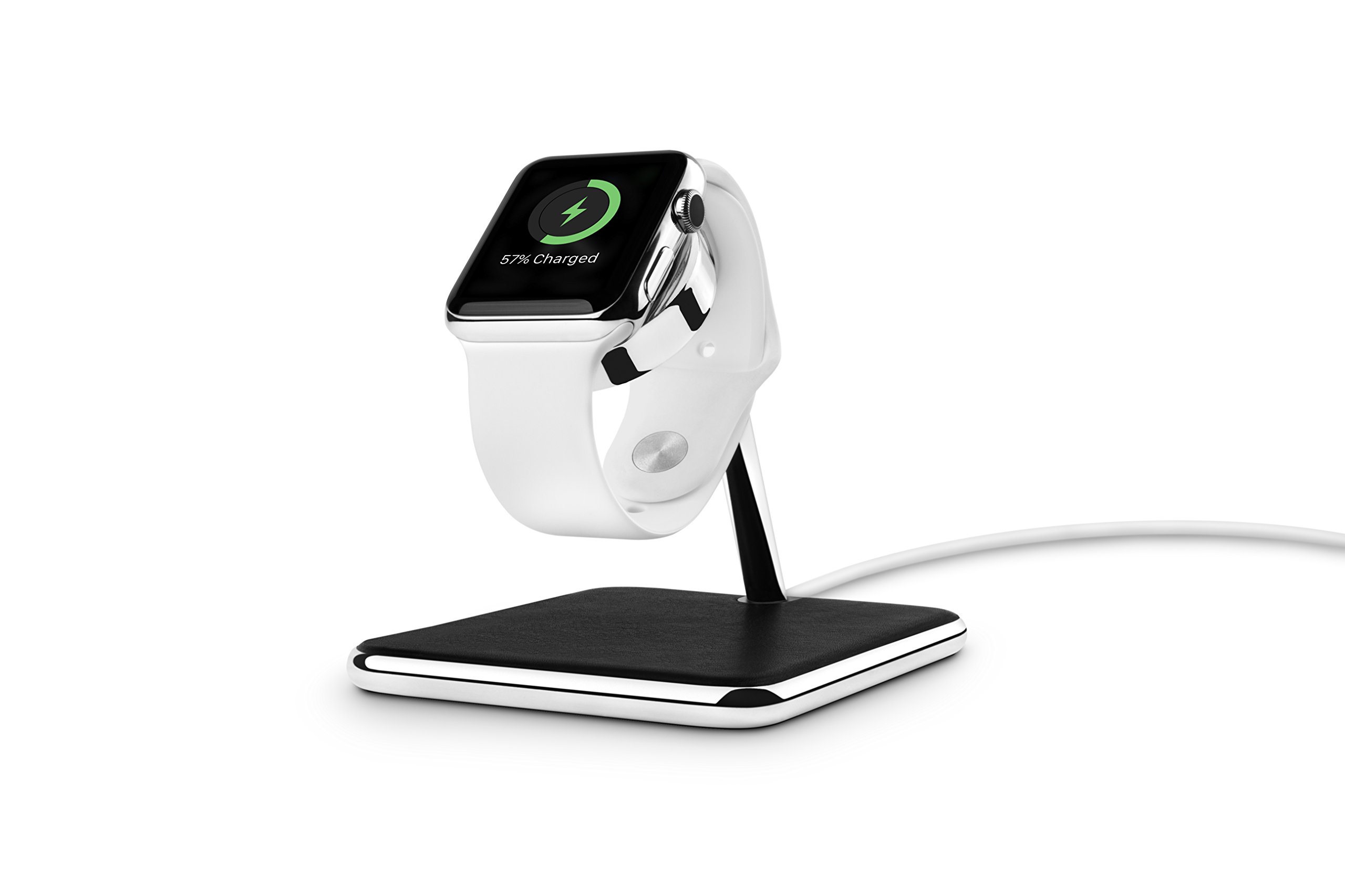 Twelve South Forte for Apple Watch - Premium Leather & Chrome Charging Stand | Elegant Display & Charging Station for Home, Office, or Nightstand