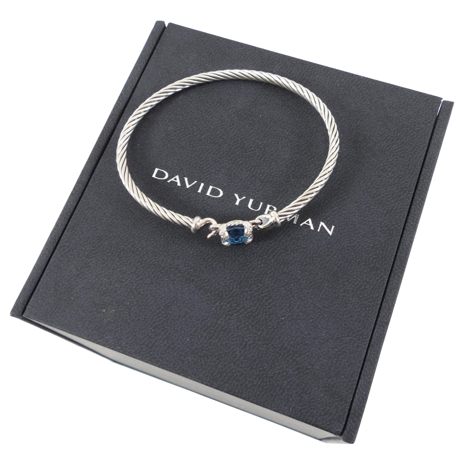 David Yurman Sterling Silver Blue Topaz Chatelaine Bracelet for Women - Elegant Jewelry Gift for Birthday, Anniversary & Special Occasions