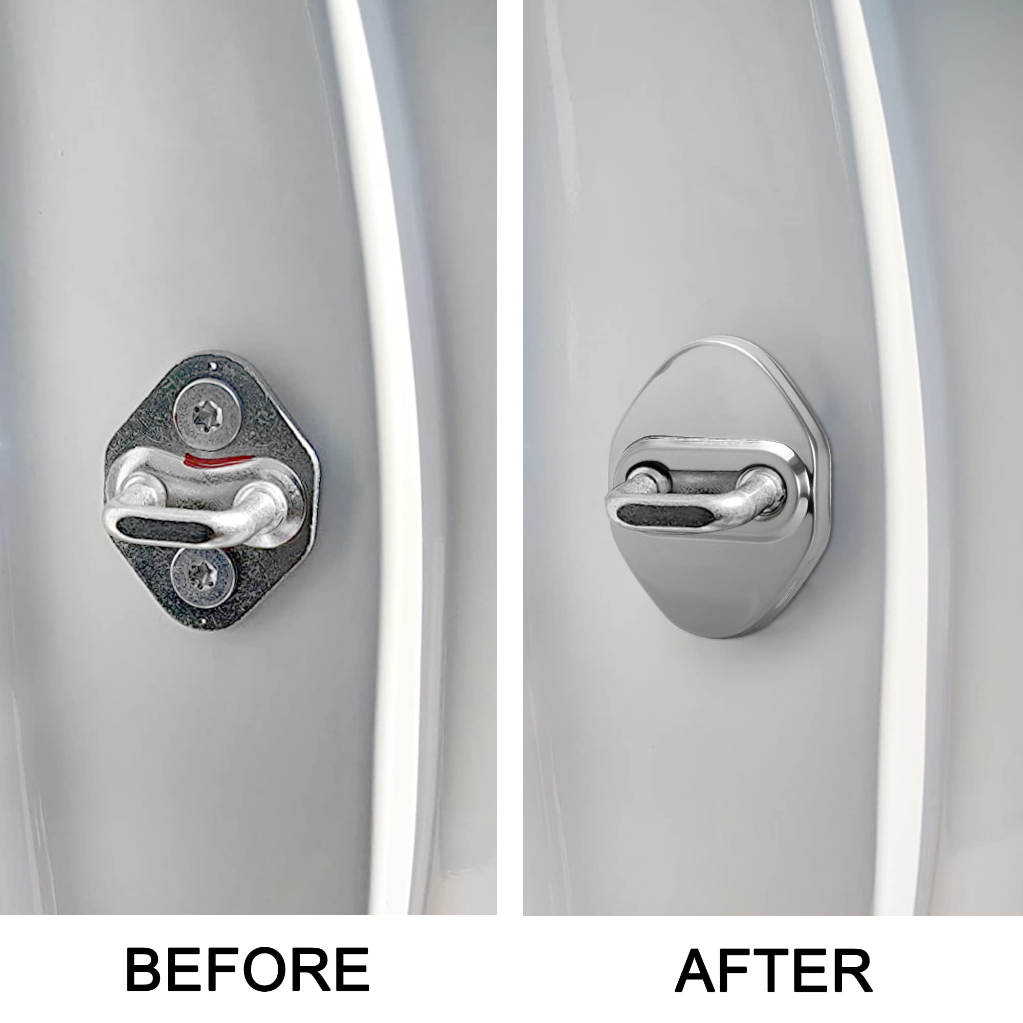 TOMALL 4pcs Stainless Steel Car Door Lock Latches Cover for Honda Accord Civic CR-V XR-V HR-V UR-V Odyssey Crosstour Pilot Vezel - Anti-Theft Lock Protector Accessories (Silver) - Perfect for Car Security & Style Enhancement