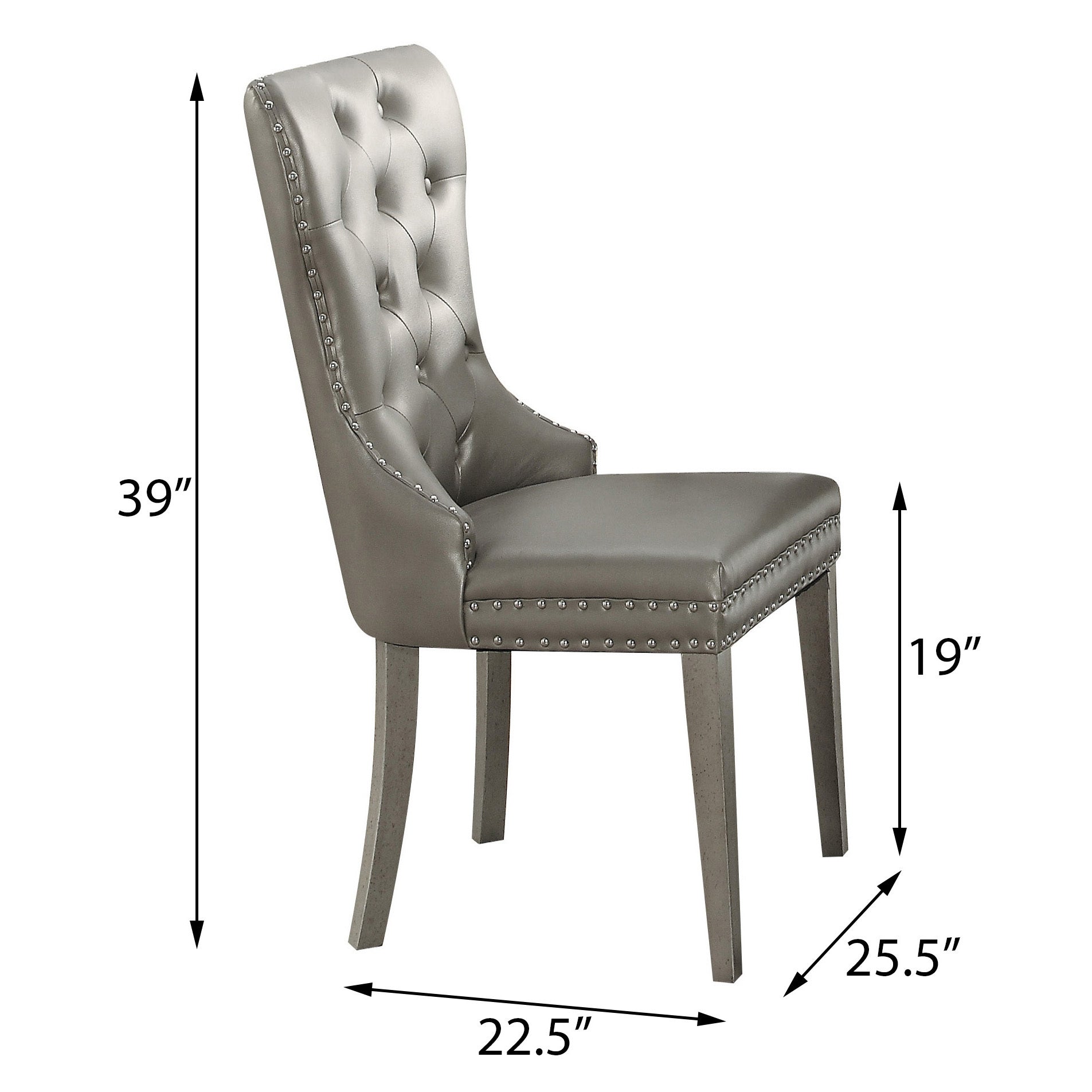 Elegant Champagne Tufted Side Chairs Set of 2 - Upholstered Dining Accent Chairs for Living Room, Bedroom & Office Decor