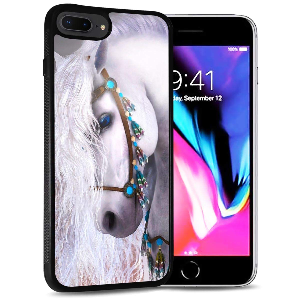 Durable Soft Protective Case for iPhone 8 / iPhone 7 / iPhone SE 2 (2020) - White Horse Princess Design - Slim Shockproof Phone Cover for Everyday Use and Travel Protection