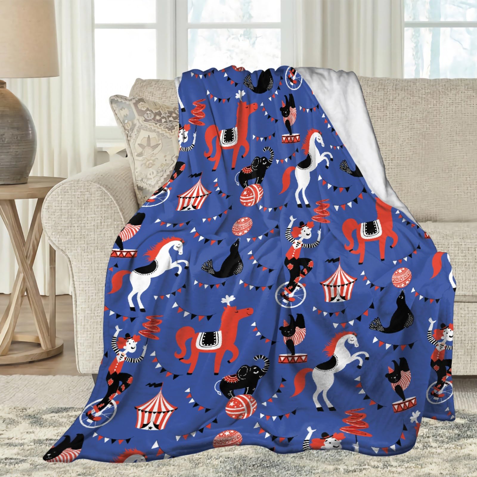 Clown Circus Soft Fleece Blanket - All Season Cozy Throw for Bed, Sofa & Couch (50x40 Inches) - Perfect for Movie Nights, Camping & Home Decor