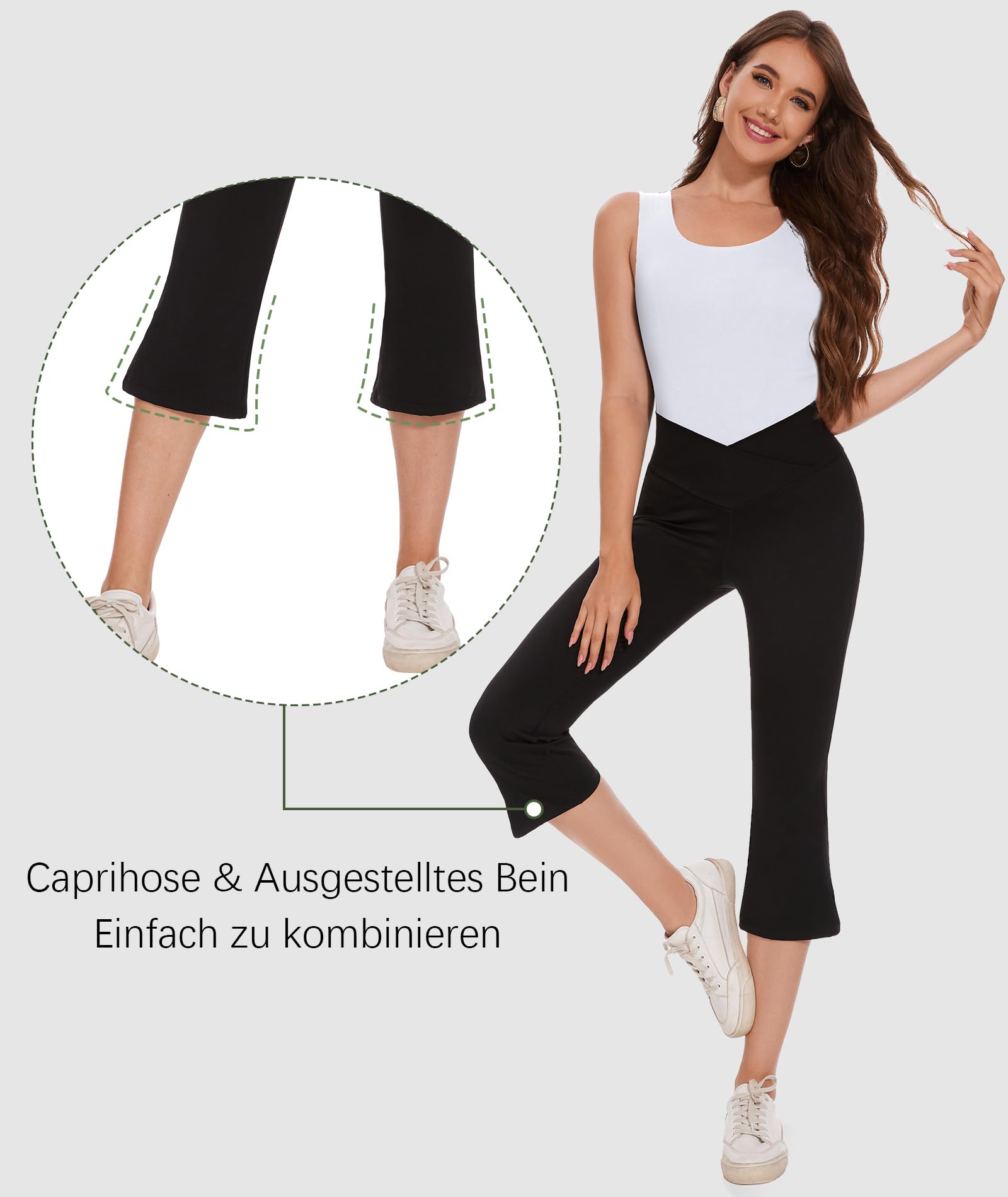 SAFORT Women's Summer Capri Yoga Pants - 3/4 Length Bootcut V-Waist Lightweight 7/8 Sports Trousers for Yoga, Running, Gym & Casual Wear