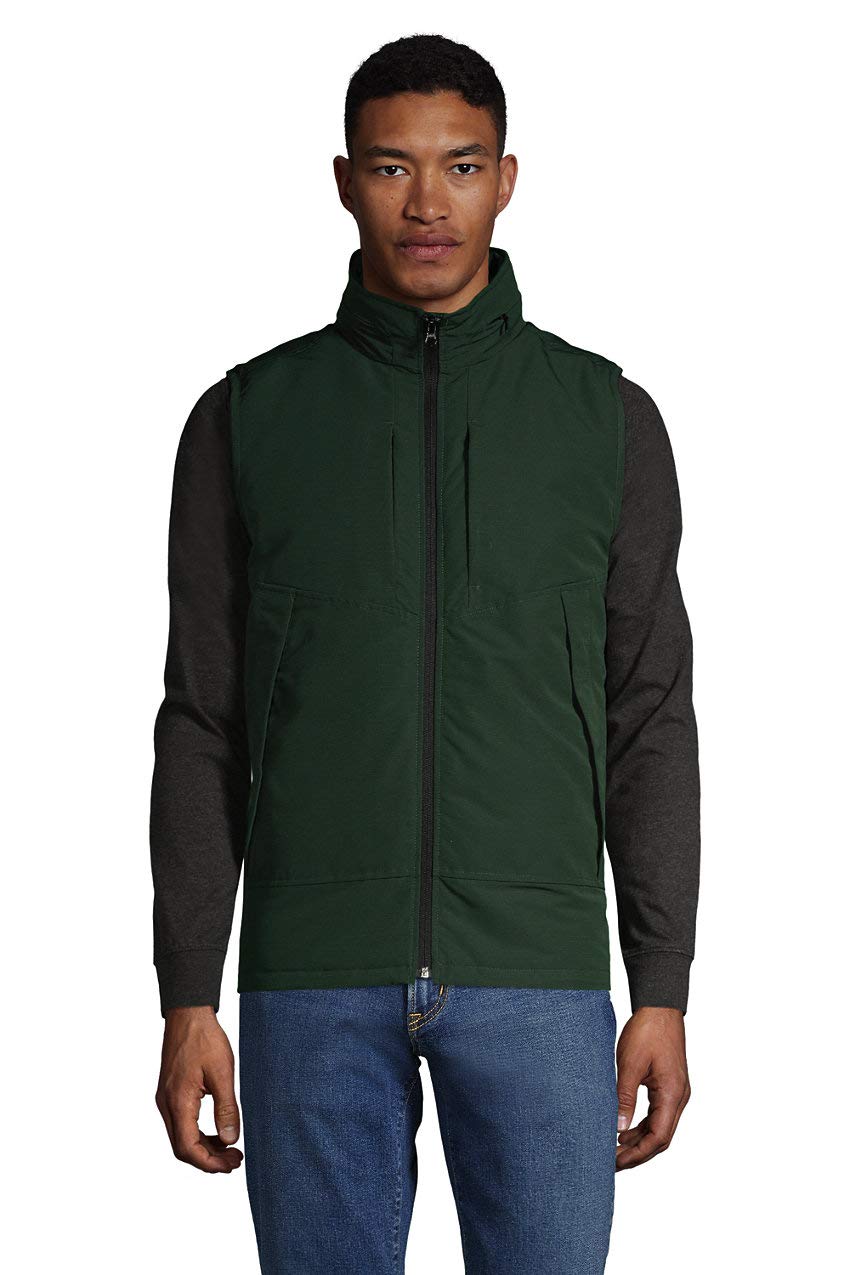 Lands' End Men's Lightweight Packable Travel Vest with Pockets - Water Resistant Outdoor Hiking, Camping & Casual Wear
