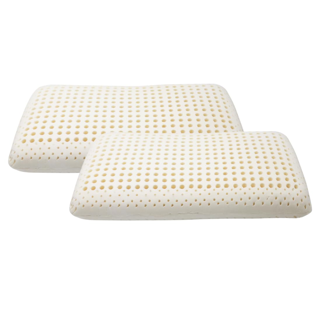 Organic Dunlop Latex Pillow with 100% Organic Cotton Cover - King Size (2-Pack) | GOTS & GOLS Certified | Neck Pain Relief & Head Support | Ideal for Side, Back & Stomach Sleepers | Perfect for Allergy Sufferers & Eco-Conscious Homes