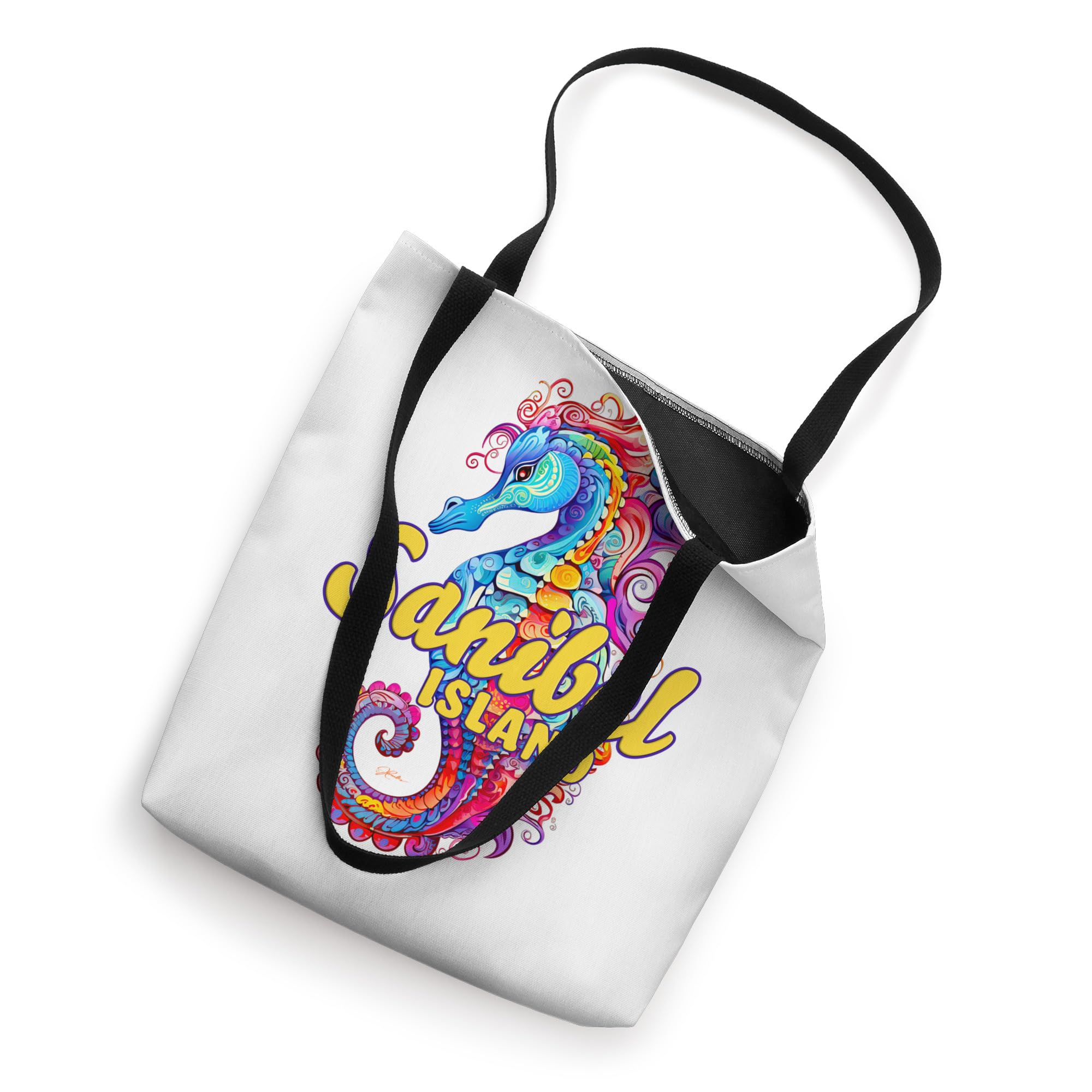 JCombs Sanibel Island Florida Seahorse Beach Tote Bag - Stylish & Durable Canvas Tote for Beach Trips, Shopping & Travel Accessories