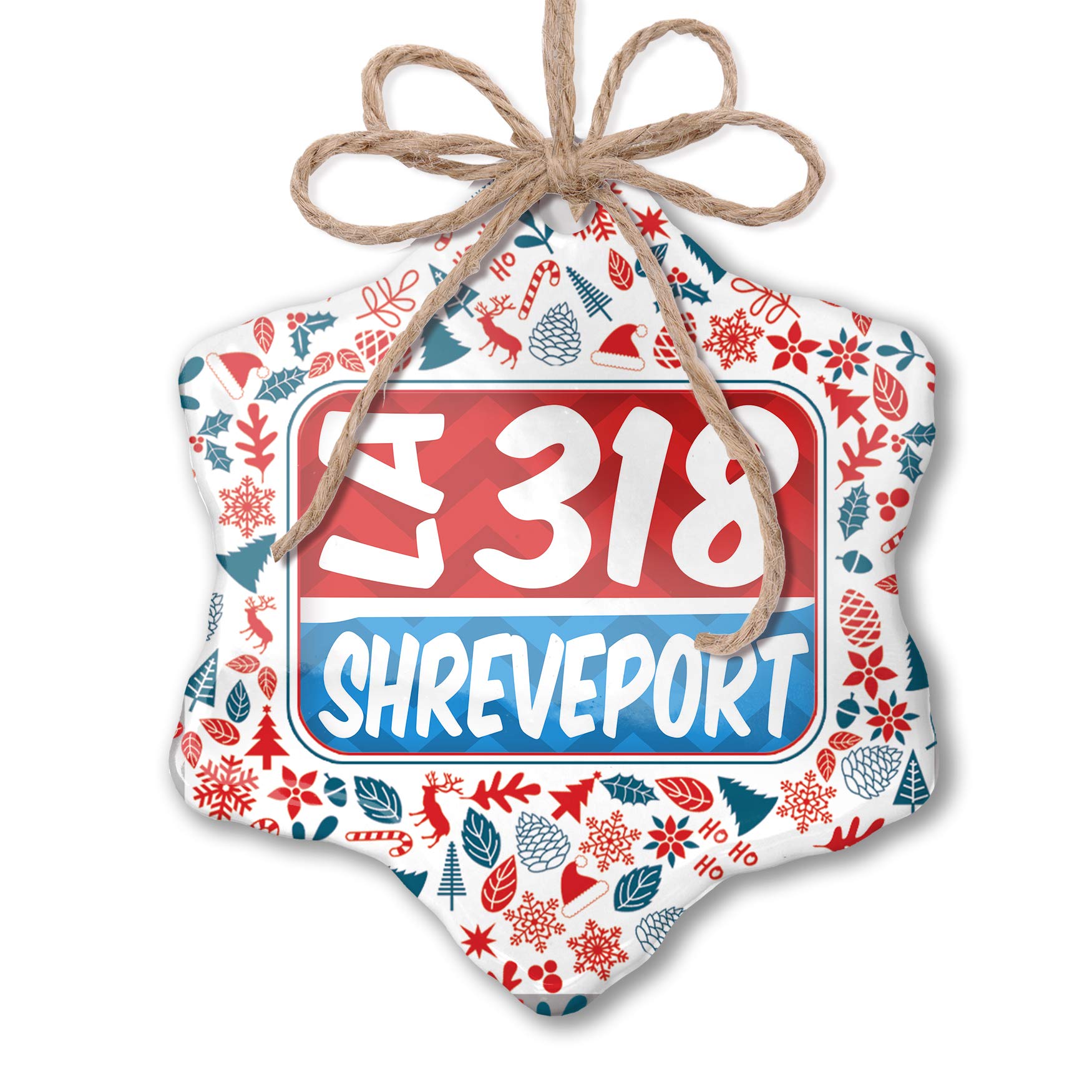 Christmas Ornament 318 Shreveport LA - Patriotic Red White & Blue Holiday Decor for Tree, Home, and Office Festive Decorations