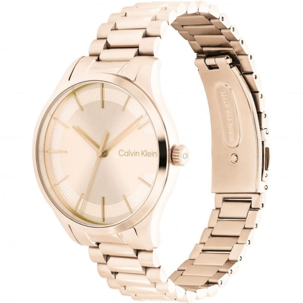 Calvin Klein Rose Gold Dial Stainless Steel Watch for Men & Women - 25200042 | Perfect for Office, Date Night & Everyday Wear