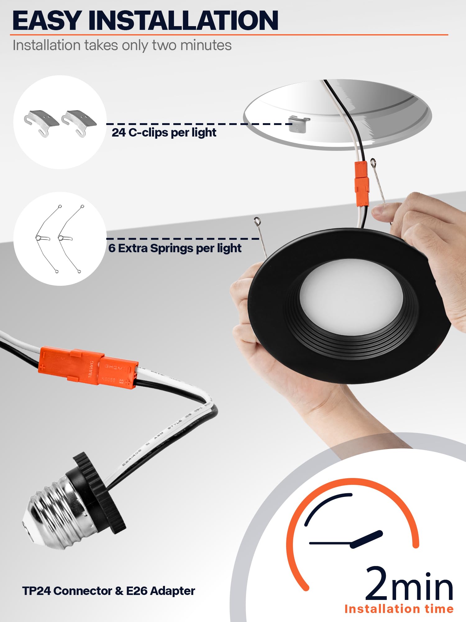 12 Pack 5/6 Inch Black LED Recessed Downlights - Dimmable Retrofit Can Lights, 5CCT Selectable (2700K-6000K), 12W=75W Equivalent, 1200LM Brightness, ETL & Energy Star Certified - Perfect for Living Rooms, Kitchens, and Bedroom Ceiling Lighting