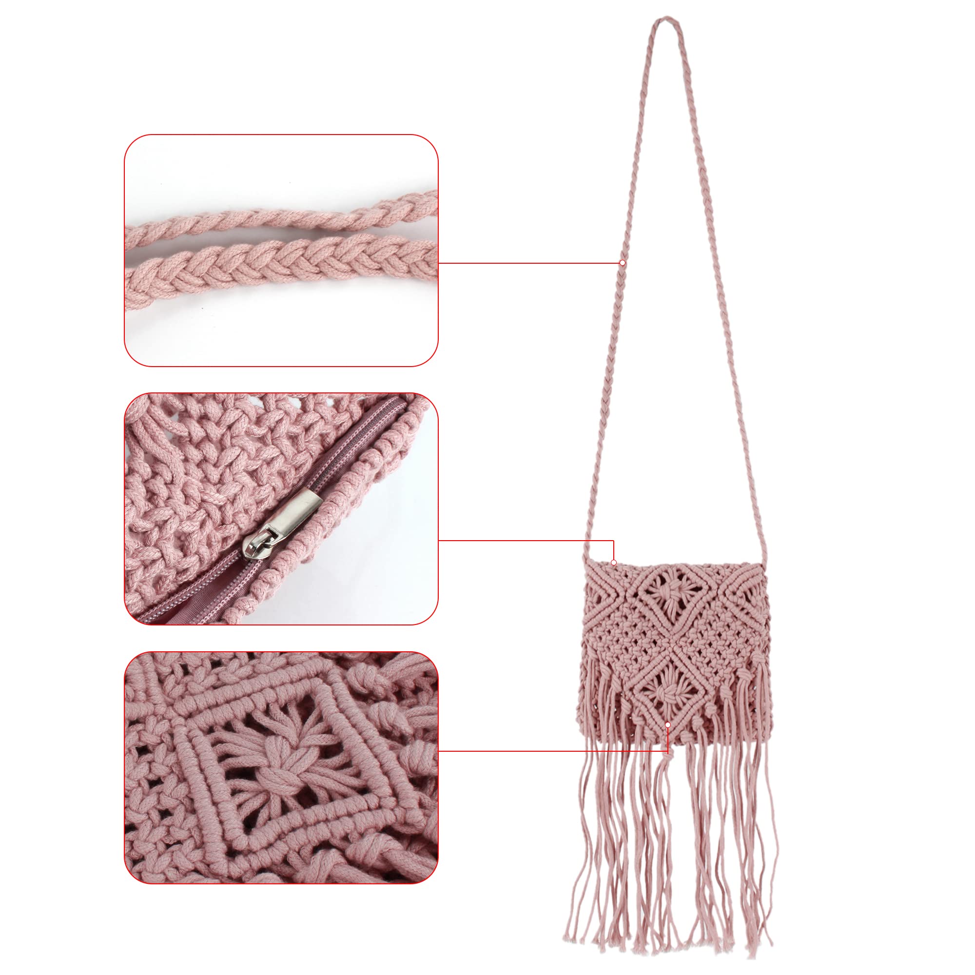 Van Caro Handwoven Cotton Straw Shoulder Bag - Crochet Tassel Bohemian Beach Purse for Women | Perfect for Summer Outings, Vacations & Boho Fashion Accessories
