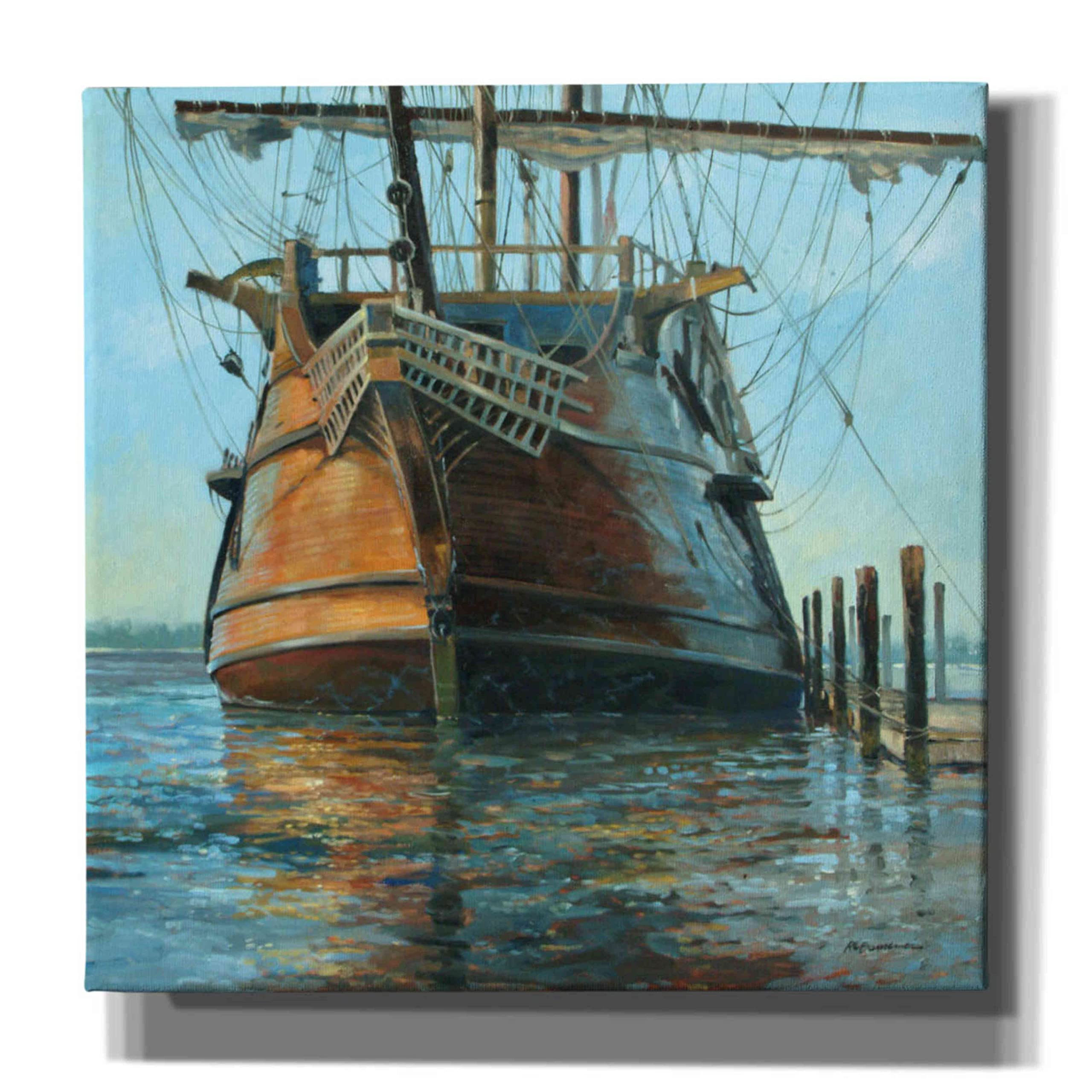 Roger Bansemer 'El Galeon' Graffiti Canvas Wall Art - 37x37 Inch Pirate Ship Painting - Perfect for Living Room, Bedroom & Office Decor