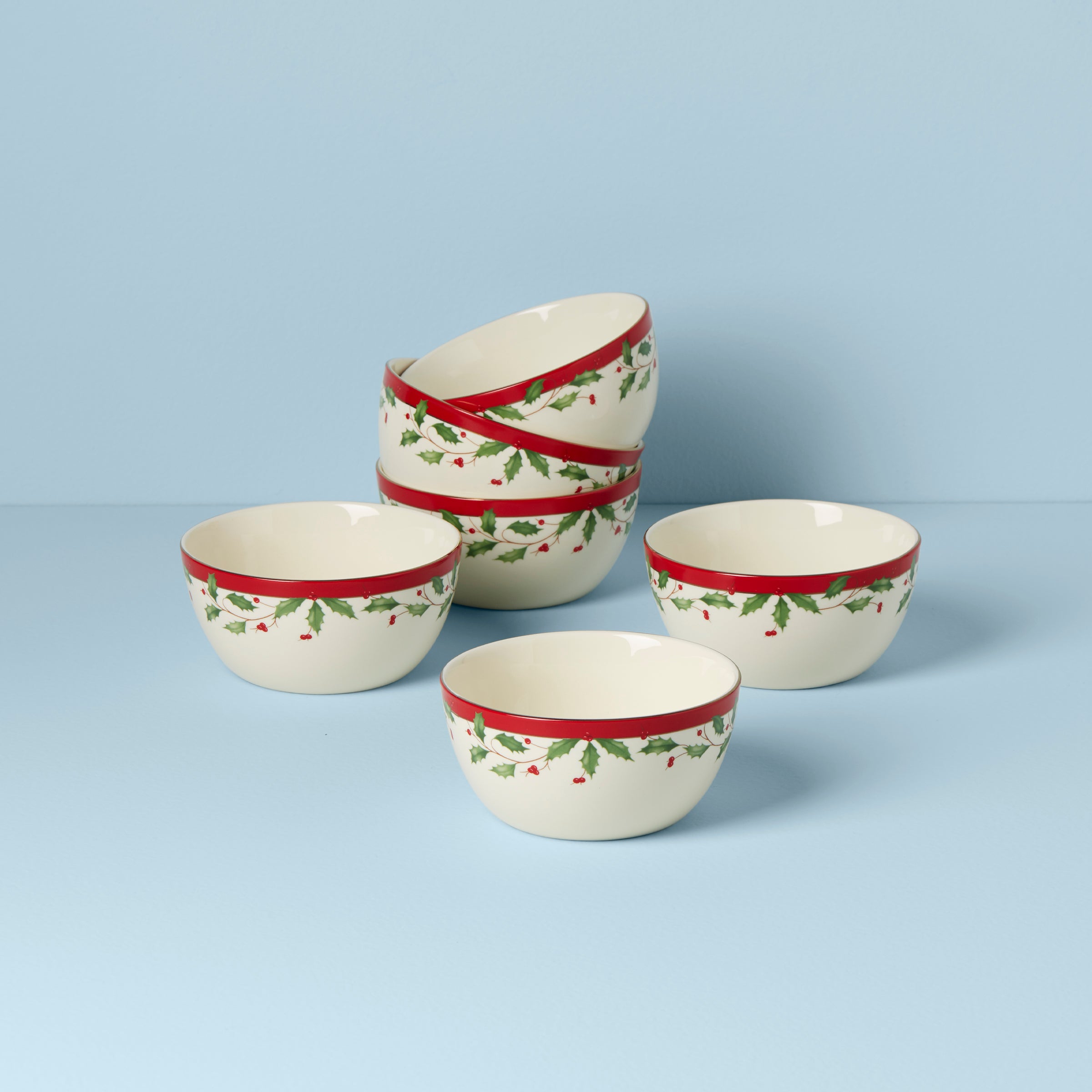 6-Piece Holiday Dessert Bowls Set - Elegant Ceramic Serving Dishes for Christmas, Thanksgiving & Parties - Perfect for Ice Cream, Pudding & Candy