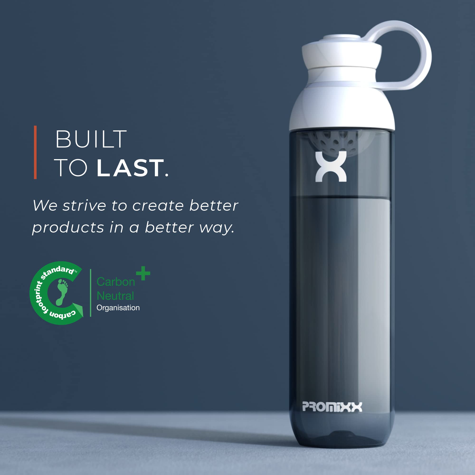Promixx FORM Sports Water Bottle - 26oz BPA-Free Water Bottle for Gym, Running & Outdoor Activities - Eco-Friendly Leakproof Water Bottle with Measurement Markers (760ml, Midnight Blue) - Perfect for Workouts, Hiking and Daily Hydration