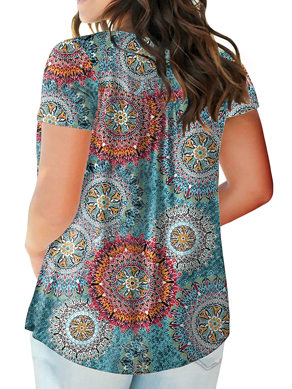 Plus Size Women's Summer Henley Shirts - Flowy Tunic Tops for Casual Wear & Beach Outfits | Comfortable Loose Fit Tee for Everyday Style