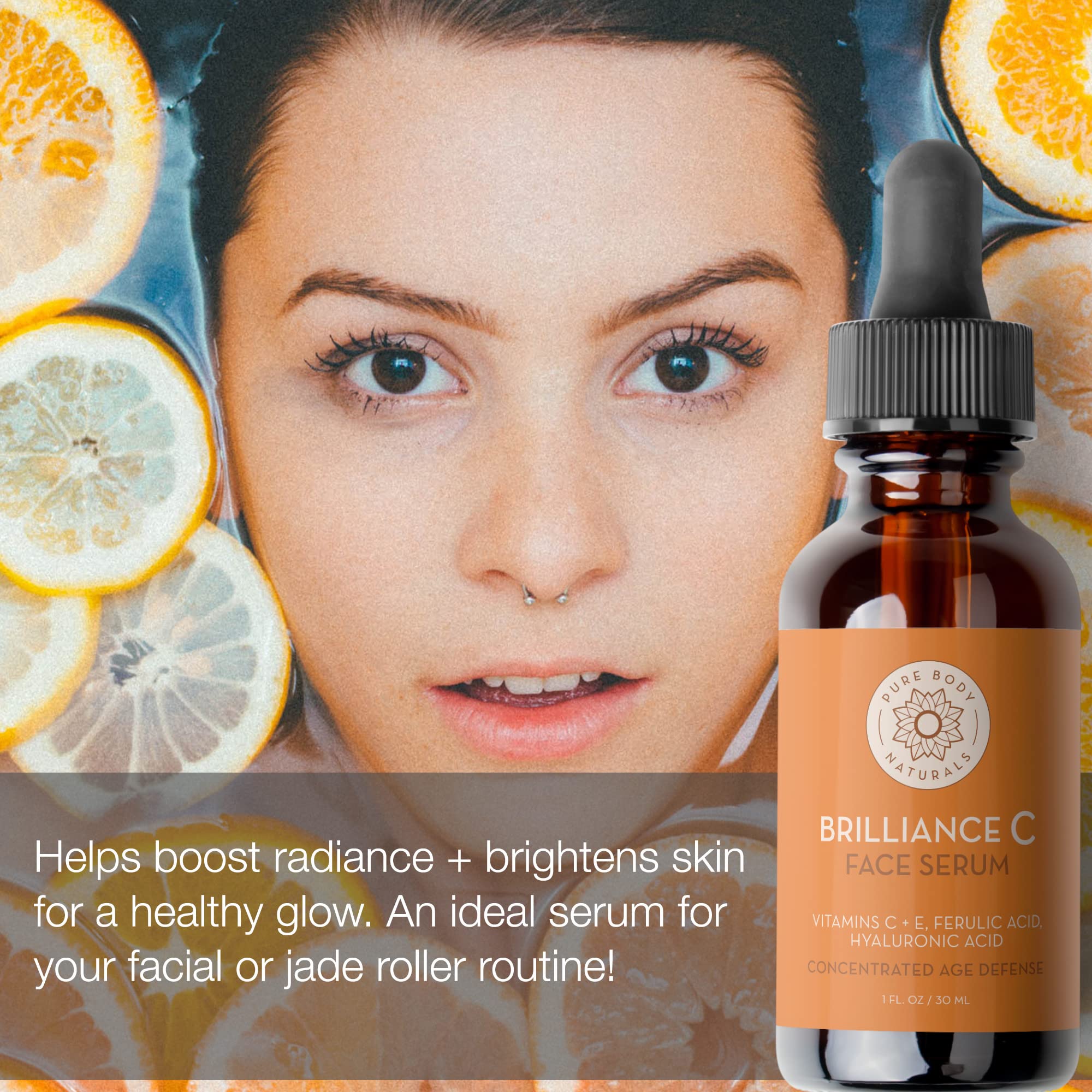 Pure Body Naturals Anti-Aging Facial Serum Set - Hyaluronic Acid, Retinol, Vitamin C & Niacinamide Serum for Glowing Skin - Perfect Skincare Gift for Women - Day & Night Moisturizing Routine