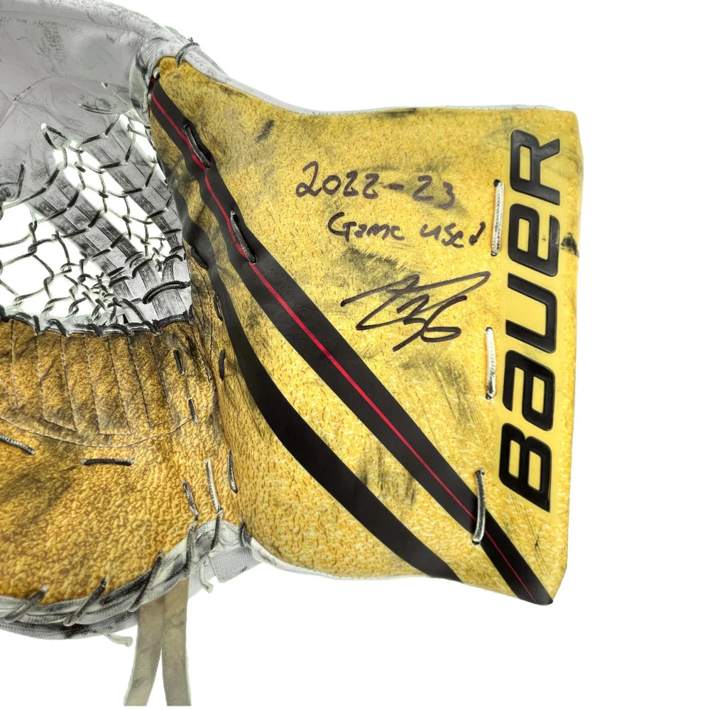 Logan Thompson Autographed Game Used Hockey Glove - Vegas Golden Knights 2022-23 Season Worn with COA IGM - Perfect for Collectors, Fans & Memorabilia Displays