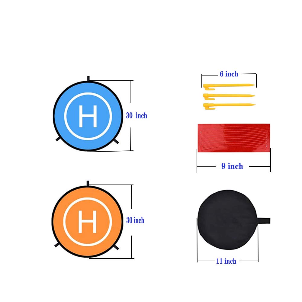 Universal Waterproof Drone Landing Pad 75cm/30inch - Foldable & Portable Landing Mat for DJI Mavic Pro, Phantom 2/3/4 Pro, Antel Robotic, 3DR Solo & PVB Drones (Blue & Orange) - Perfect for Outdoor Drone Flying, Aerial Photography & RC Helicopter Landings