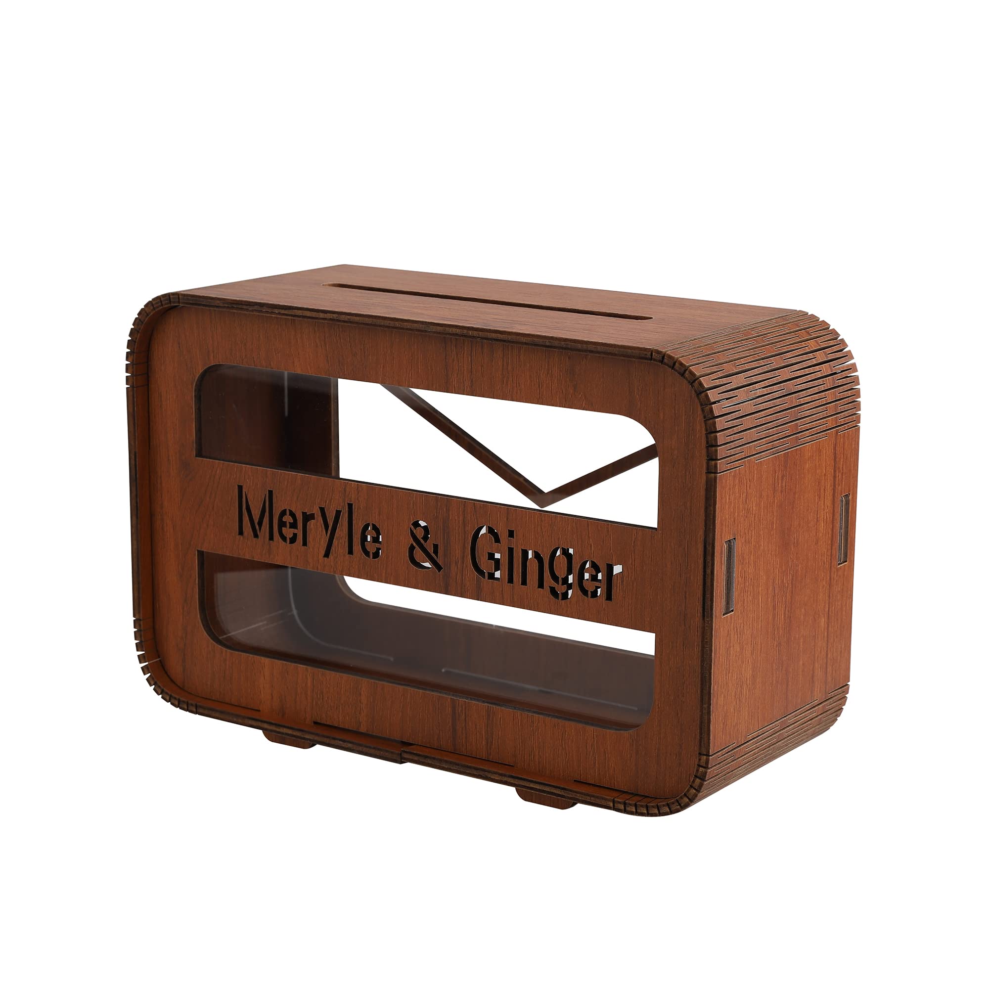 Custom Wooden Wedding Card Box - Rustic Envelope Money Holder for Weddings, Baby Showers & Birthdays | Personalized Piggy Bank Gift Box for Home Decor
