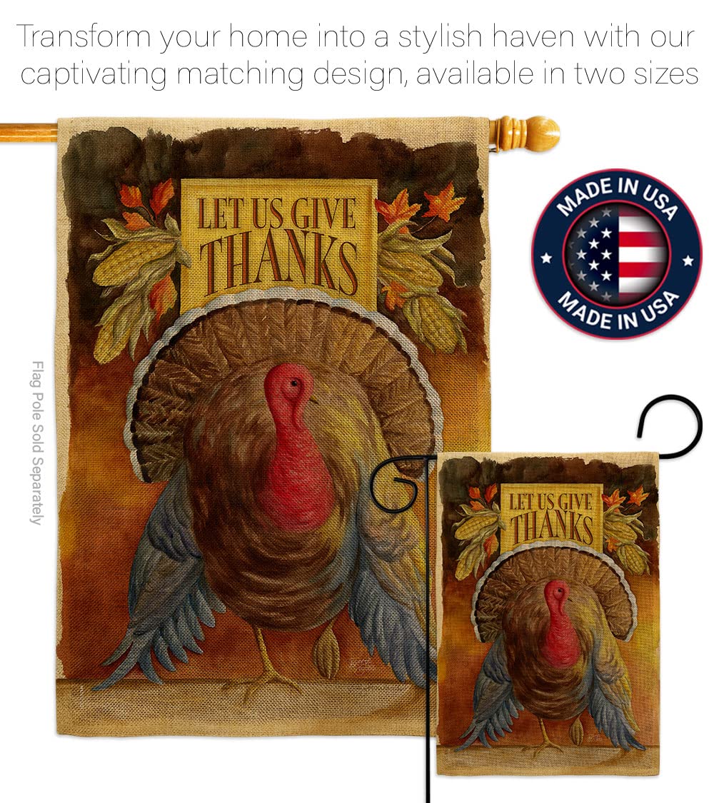 Thanksgiving Garden Flag Set with Stand - Fall Turkey Pumpkin Decor for Yard & Home