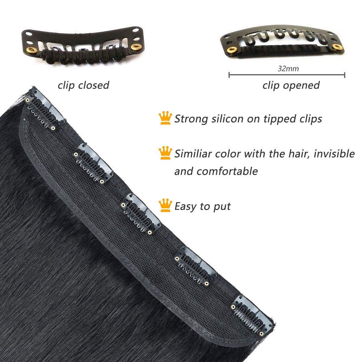 OSEN 20-Inch Straight Human Hair Extensions - 5 Clips, ¾ Head, 120g, Natural Color - Instantly Add Length & Volume for Women | Perfect for Daily Styling, Parties & Special Occasions