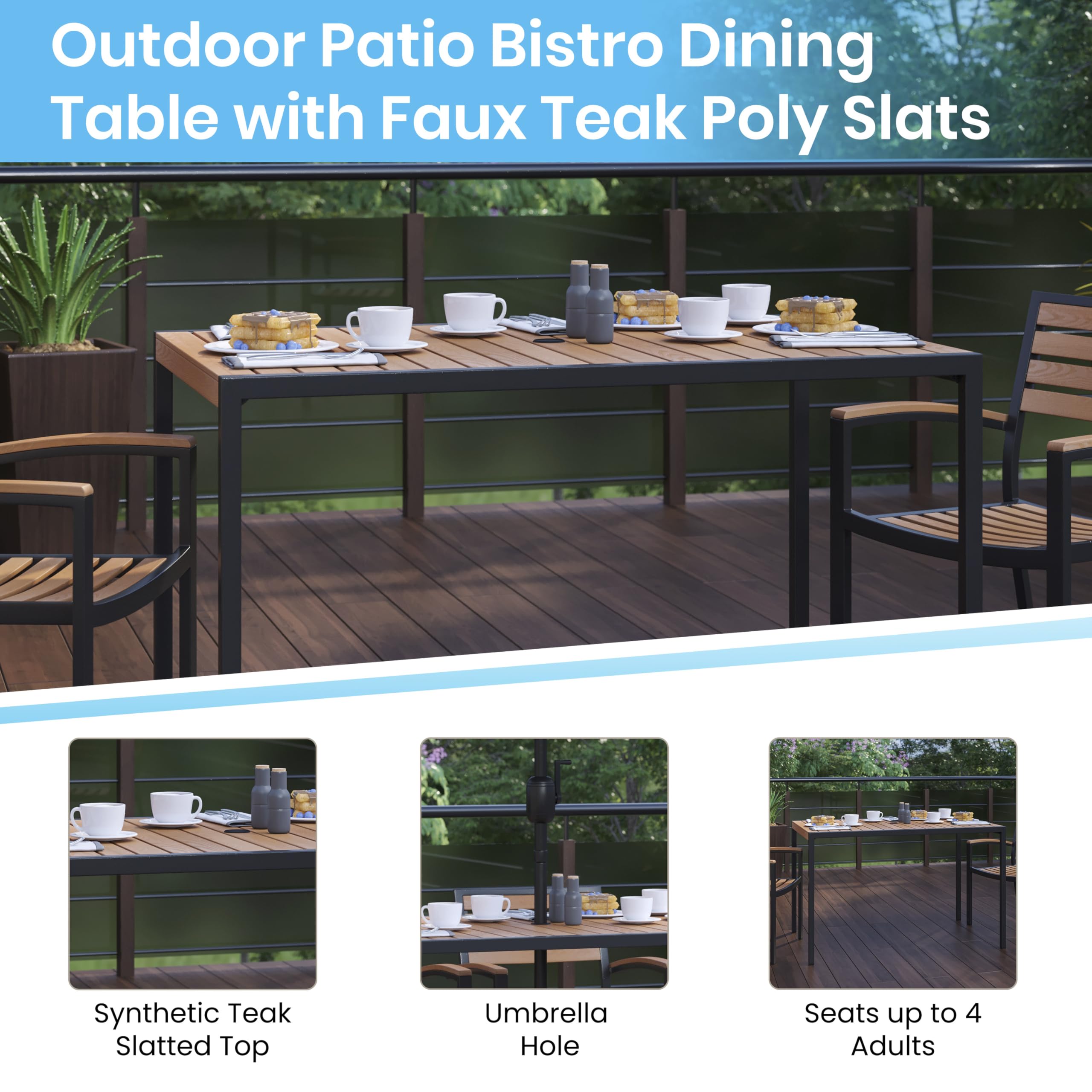 Flash Furniture Lark 3-Piece Outdoor Patio Dining Set - 30