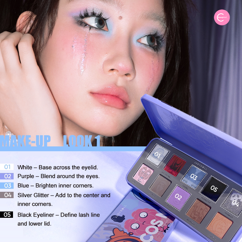 Judydoll Halloween Limited Edition 10-Color Eyeshadow Palette - Highly Pigmented, Long Lasting Makeup for Party, Cosplay & Special Occasions