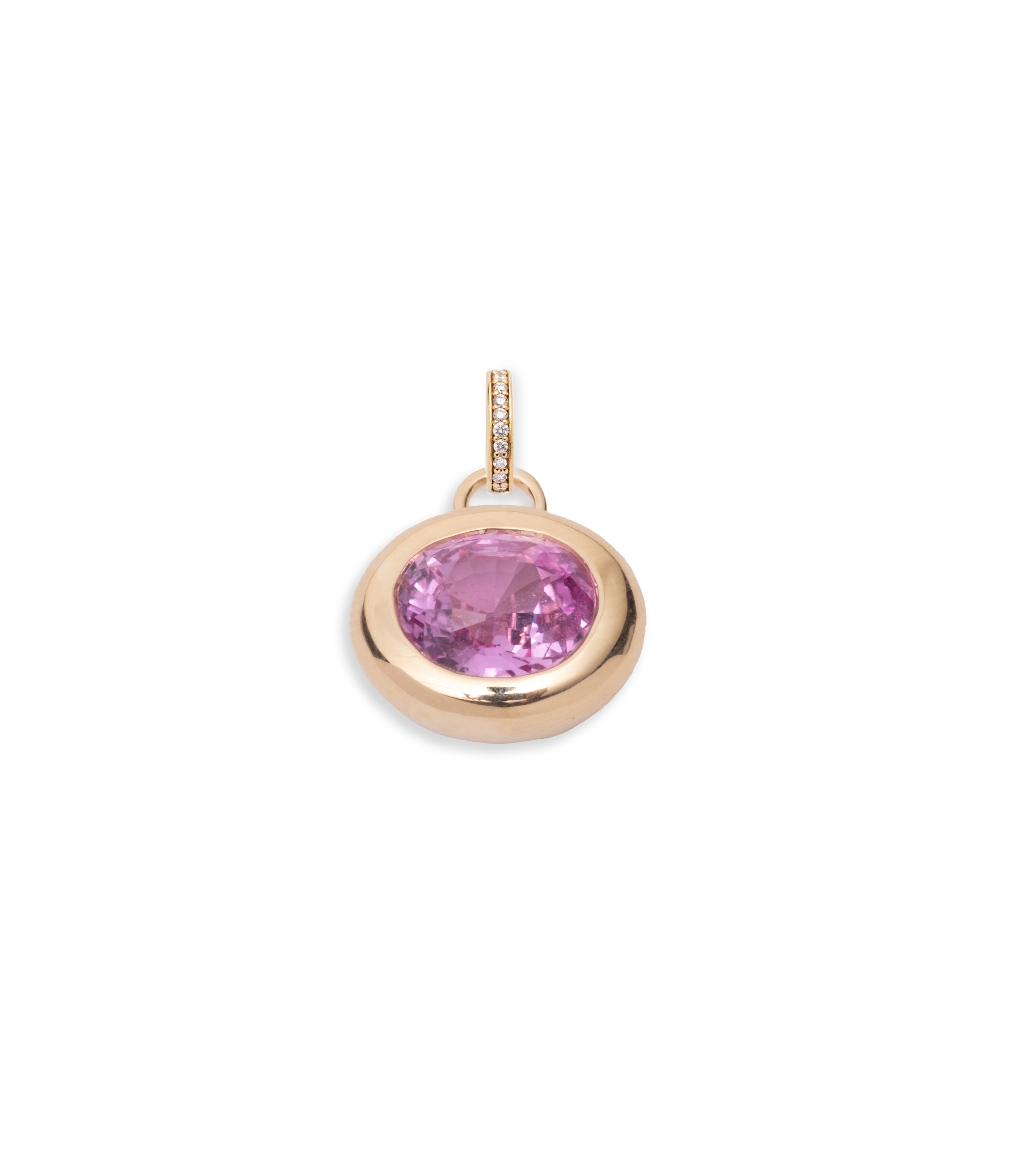 3.04ct Oval Cut Unique Pink Sapphire Gemstone Pendant in 14K Yellow Gold with Annex Link Chain - Elegant Jewelry for Weddings, Anniversaries & Special Occasions