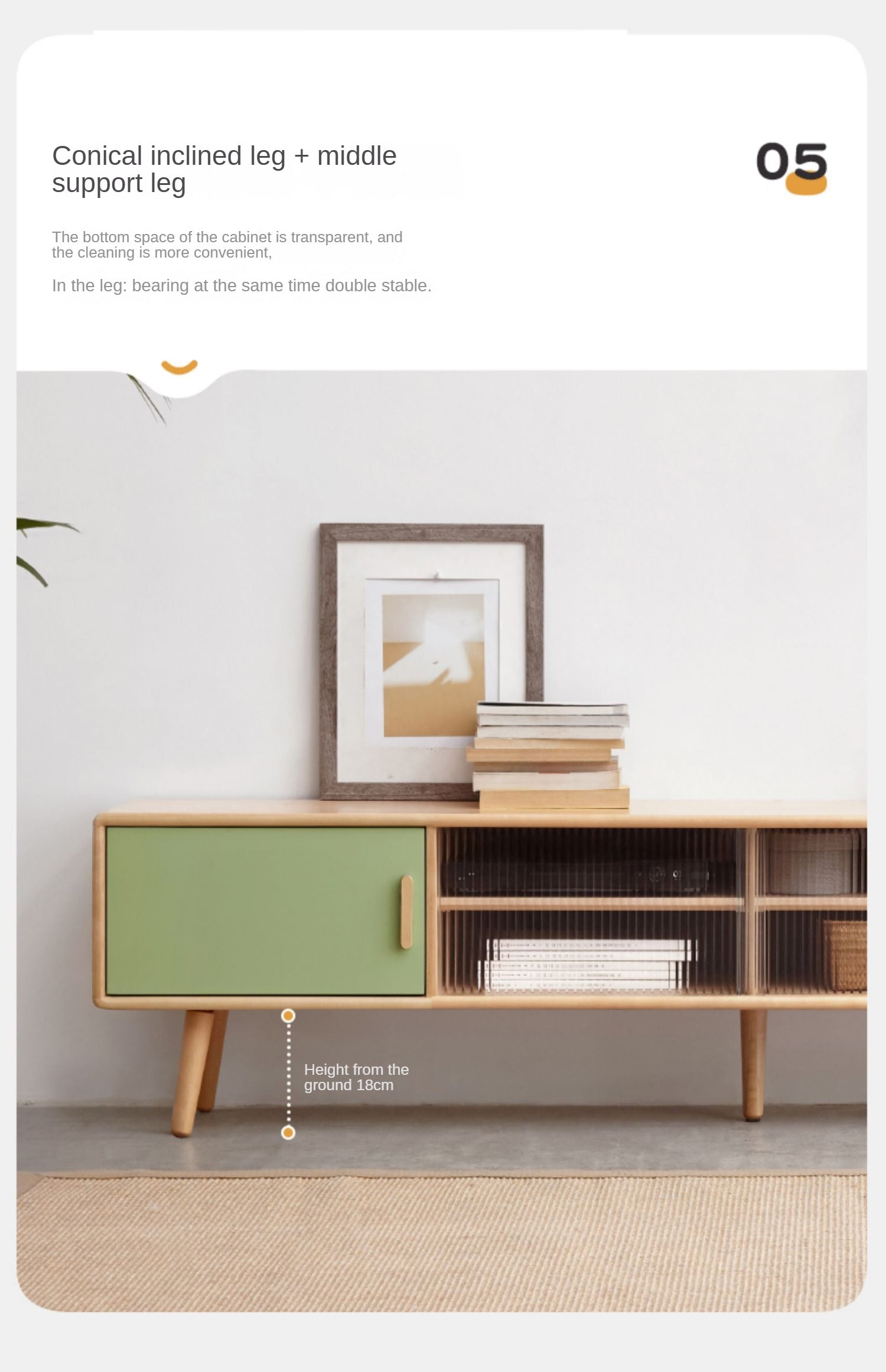 Solid Beech Wood TV Stand - Rustic Forest Style Media Console for Living Room, Bedroom & Home Theater