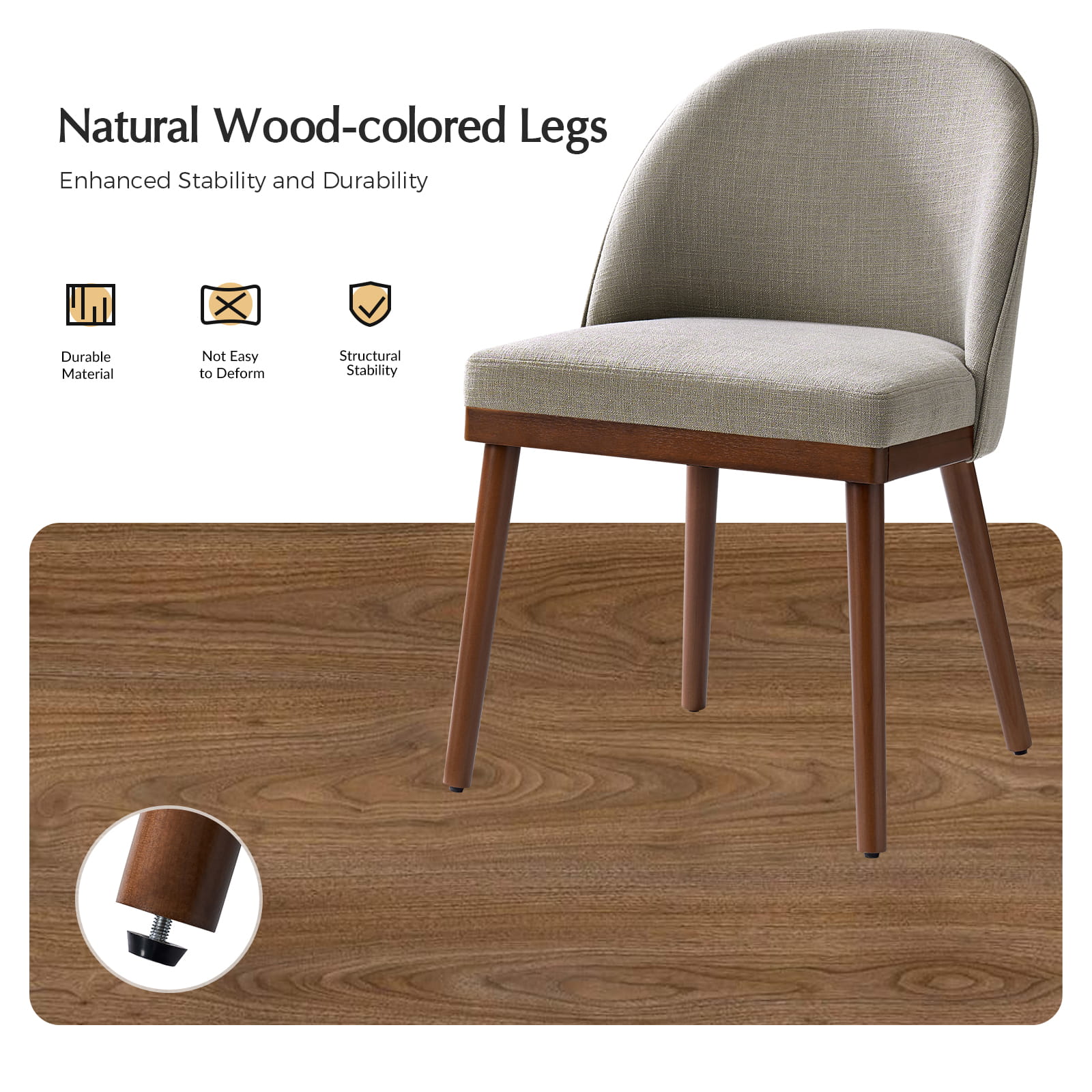 Serta Upholstered Dining Chairs with Solid Wood Legs - Comfortable Modern Kitchen & Dining Room Seating (Set of 2/4/6) for Home, Restaurant, or Office Use