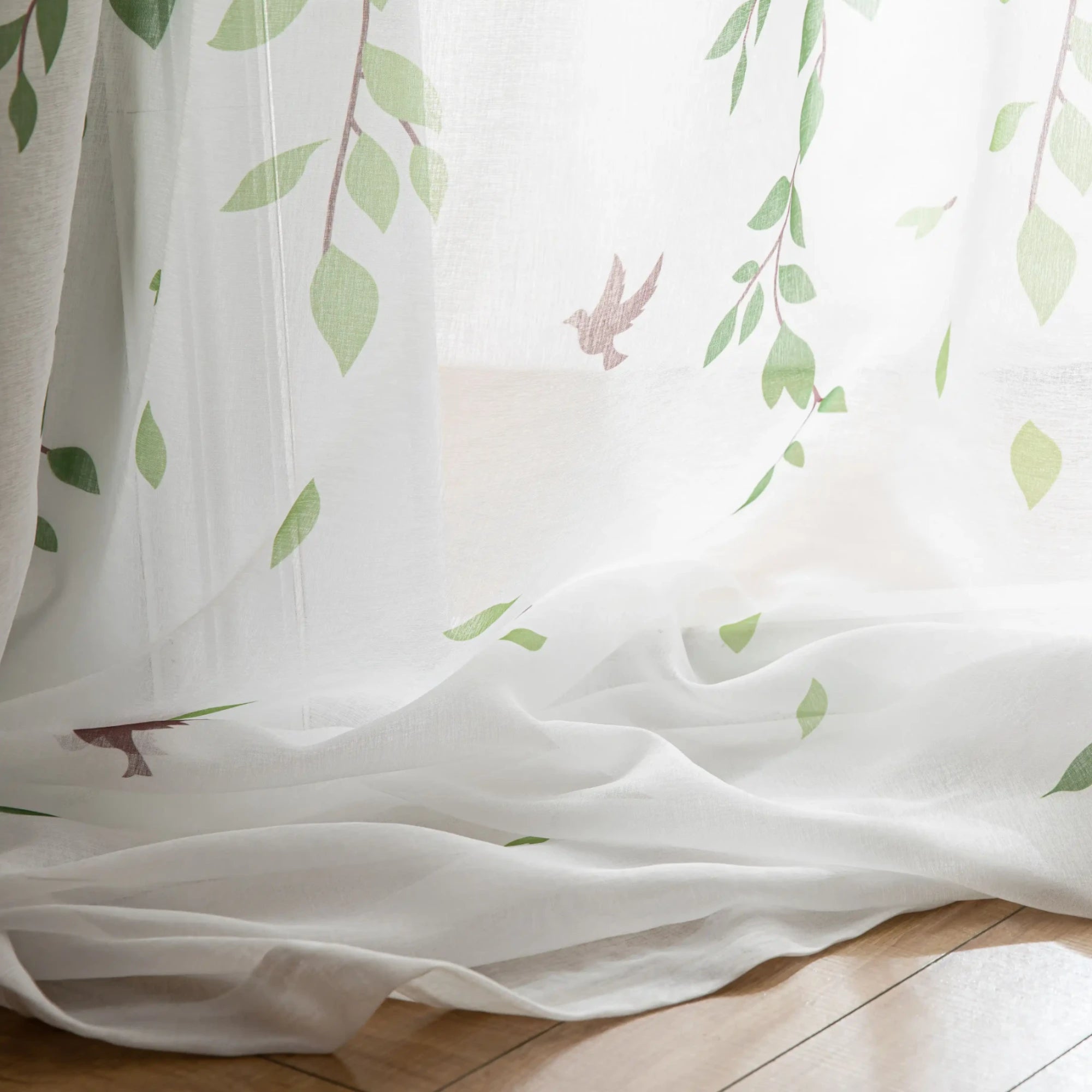 Rustic Farmhouse Green Willow Custom Curtains - Handmade Linen Drapes for Living Room, Bedroom & Kitchen - Light Filtering & Privacy Sheer Window Treatments