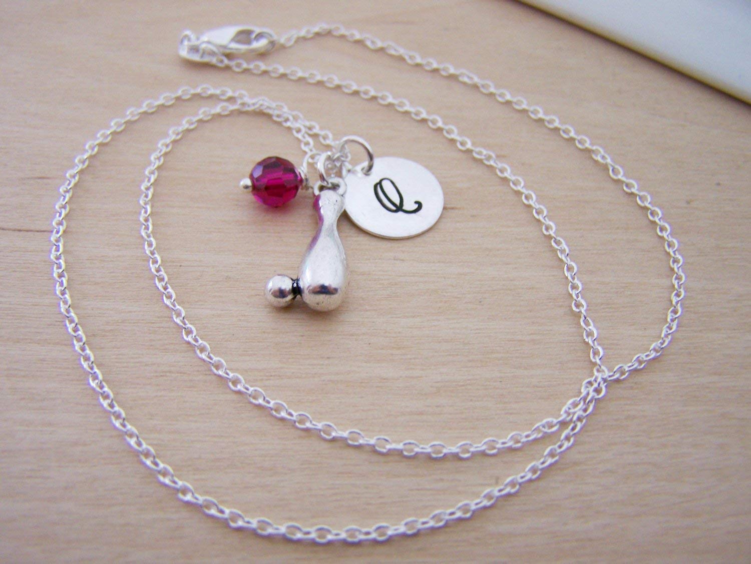 Personalized Sterling Silver Bowling Pin Charm Necklace - Custom Name Jewelry Gift for Bowlers, Sports Enthusiasts & Coaches - Perfect for Birthdays, Tournaments & Team Celebrations