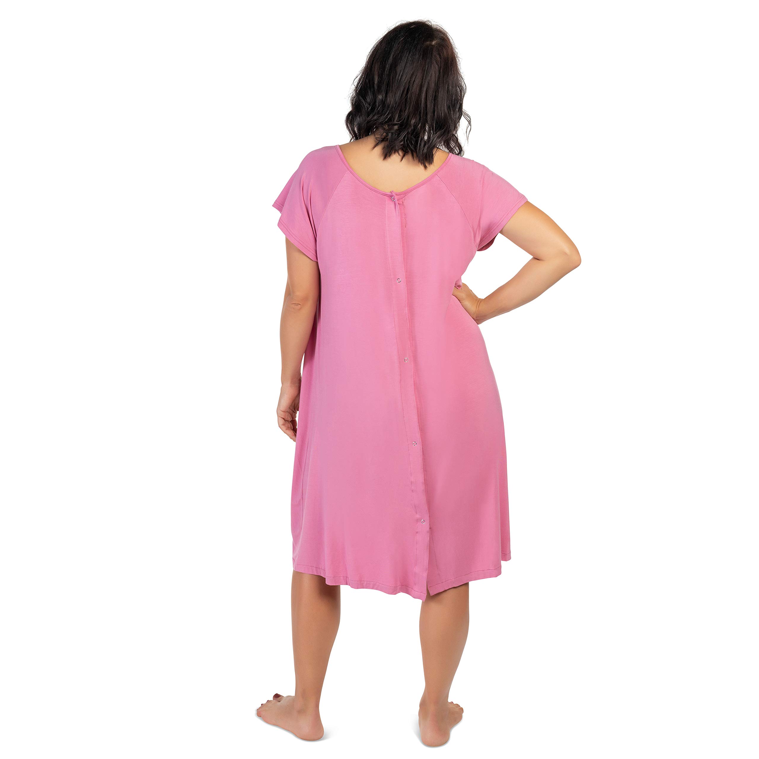 Three Little Tots Mommy Labor and Delivery Gown - Soft Stretchy Maternity & Nursing Nightgown for Hospital Birth & Breastfeeding | Comfortable Postpartum Wear for New Moms