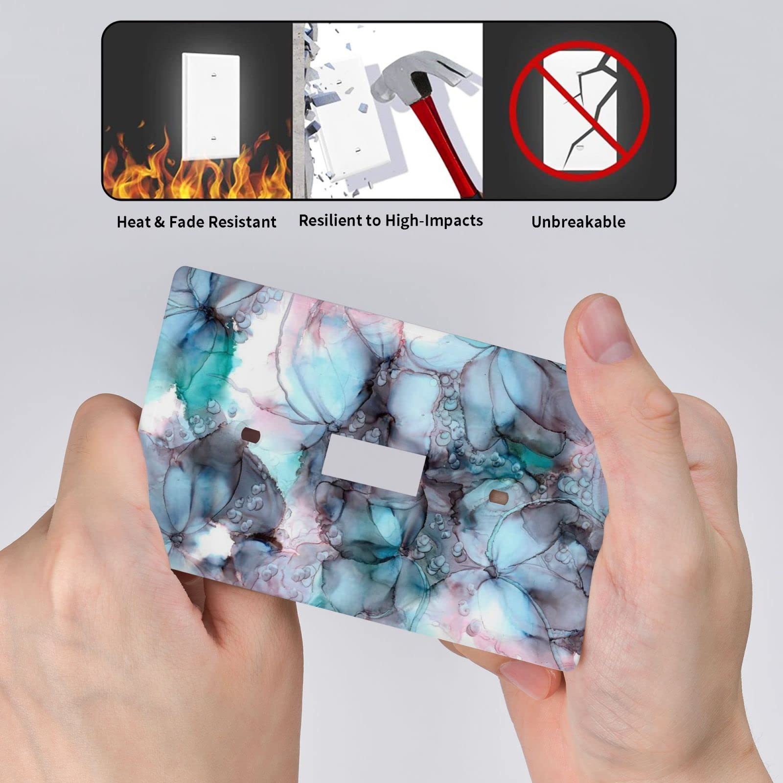 Elegant Flower Marble Light Switch Cover - Decorative Wall Plate 1 Gang Toggle (4.5